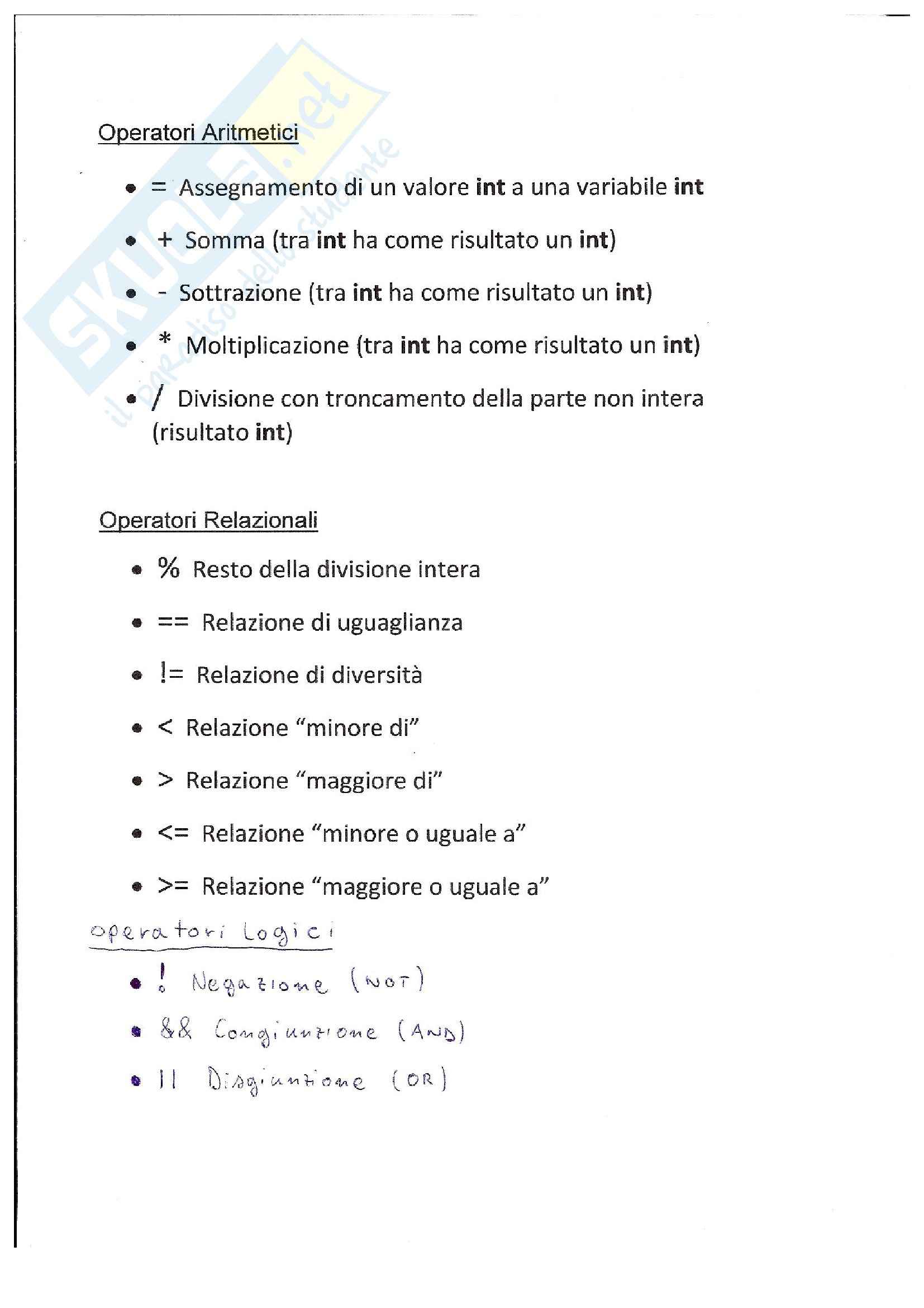 Linguaggio C: Appunti di Informatica Pag. 11