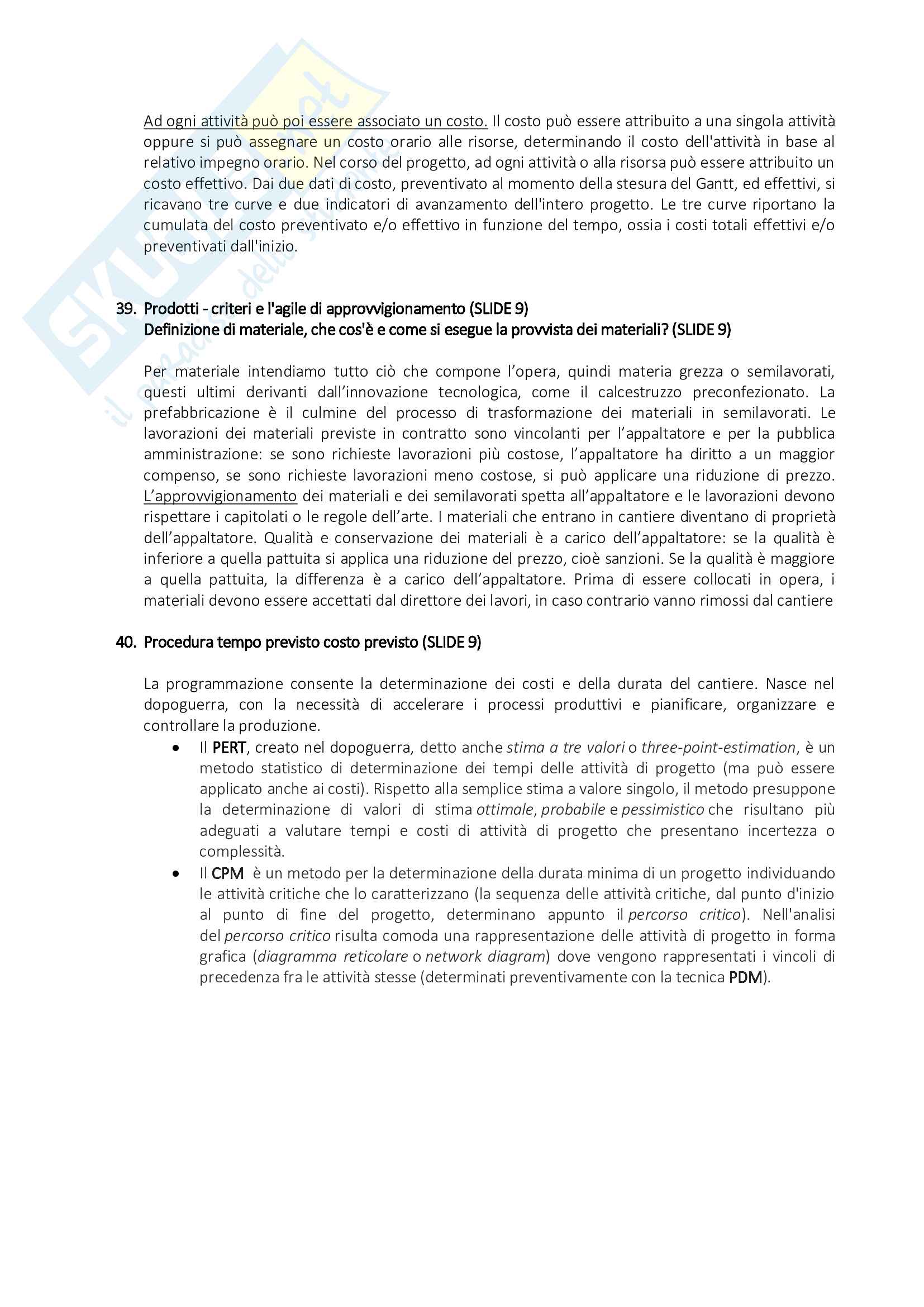 Organizzazione del Cantiere - Risposte alle Domande di Esame Pag. 16