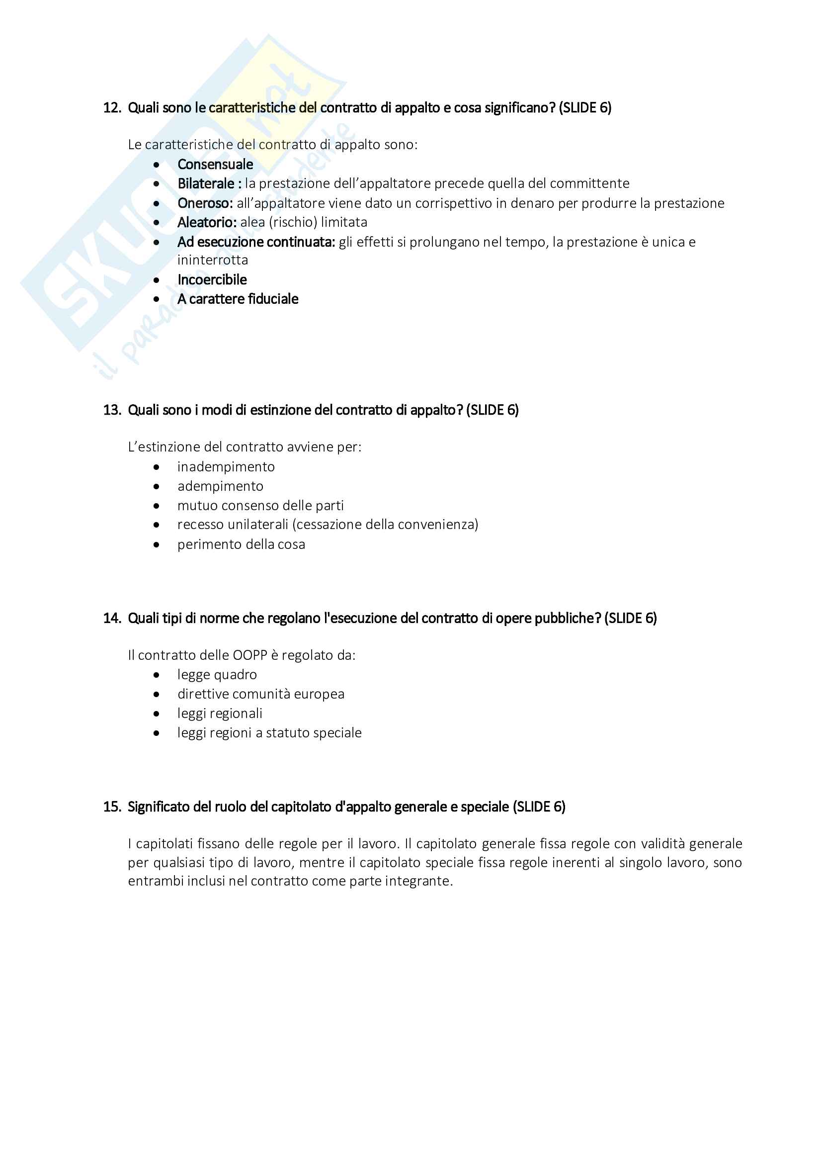 Organizzazione del Cantiere - Risposte alle Domande di Esame Pag. 6