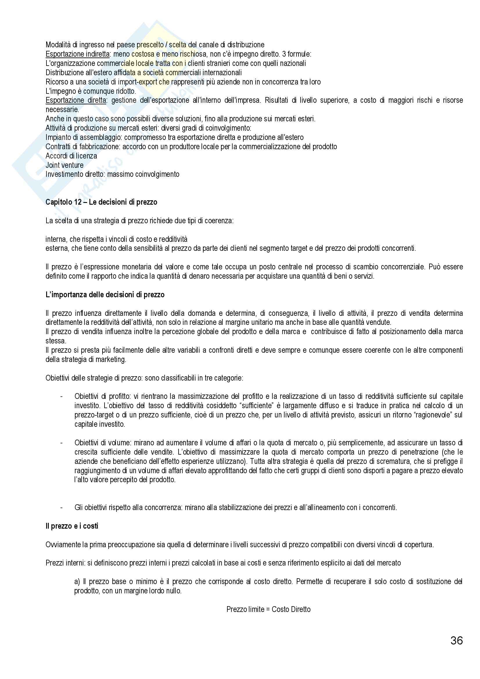 Riassunto esame Marketing e Strategie d'Impresa, prof. Cantone, libro consigliato Marketing Strategico e Operativo, Lambin Pag. 36