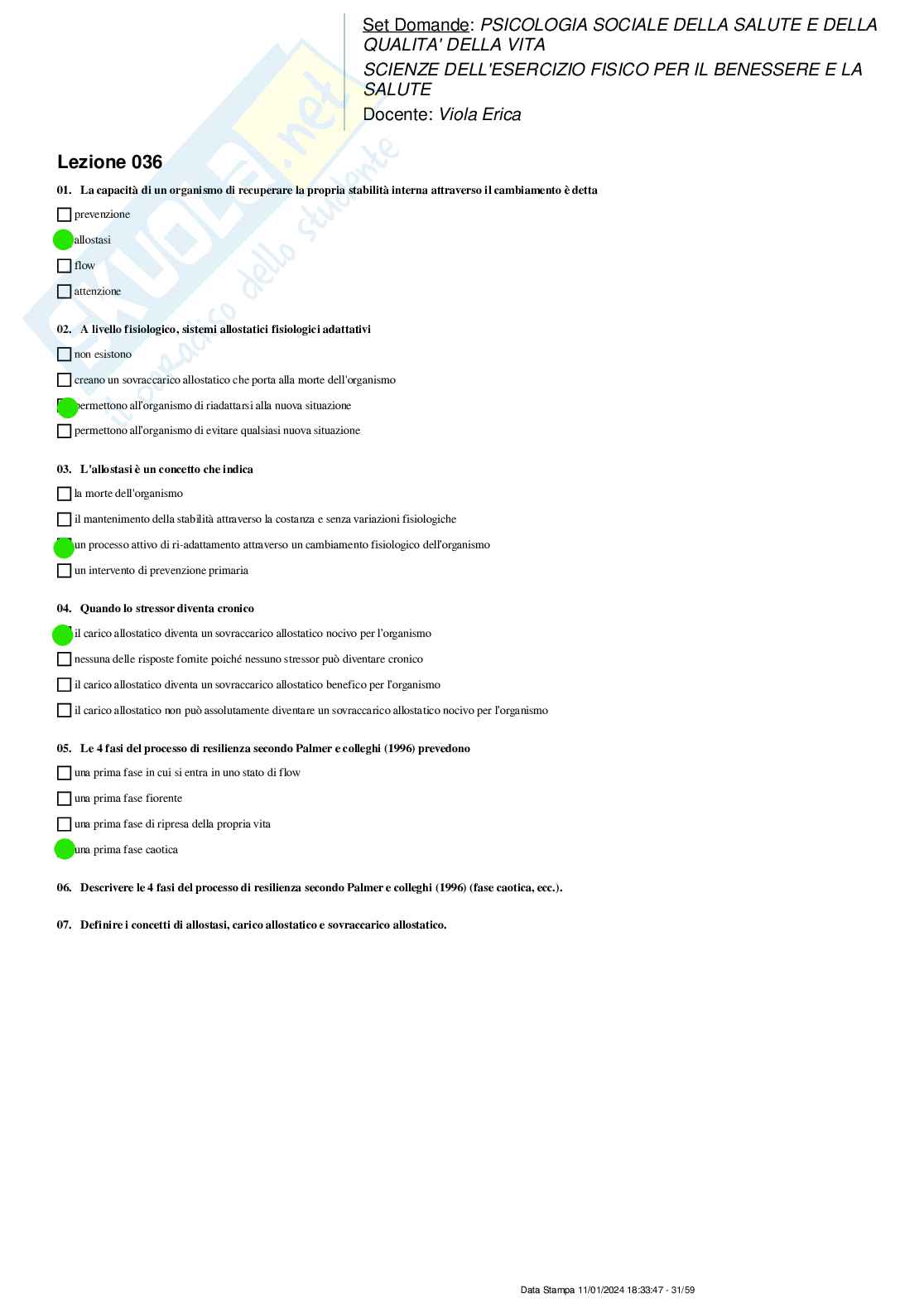 Paniere nuovo di Psicologia sociale della salute e della qualità della vita (2024) Pag. 31
