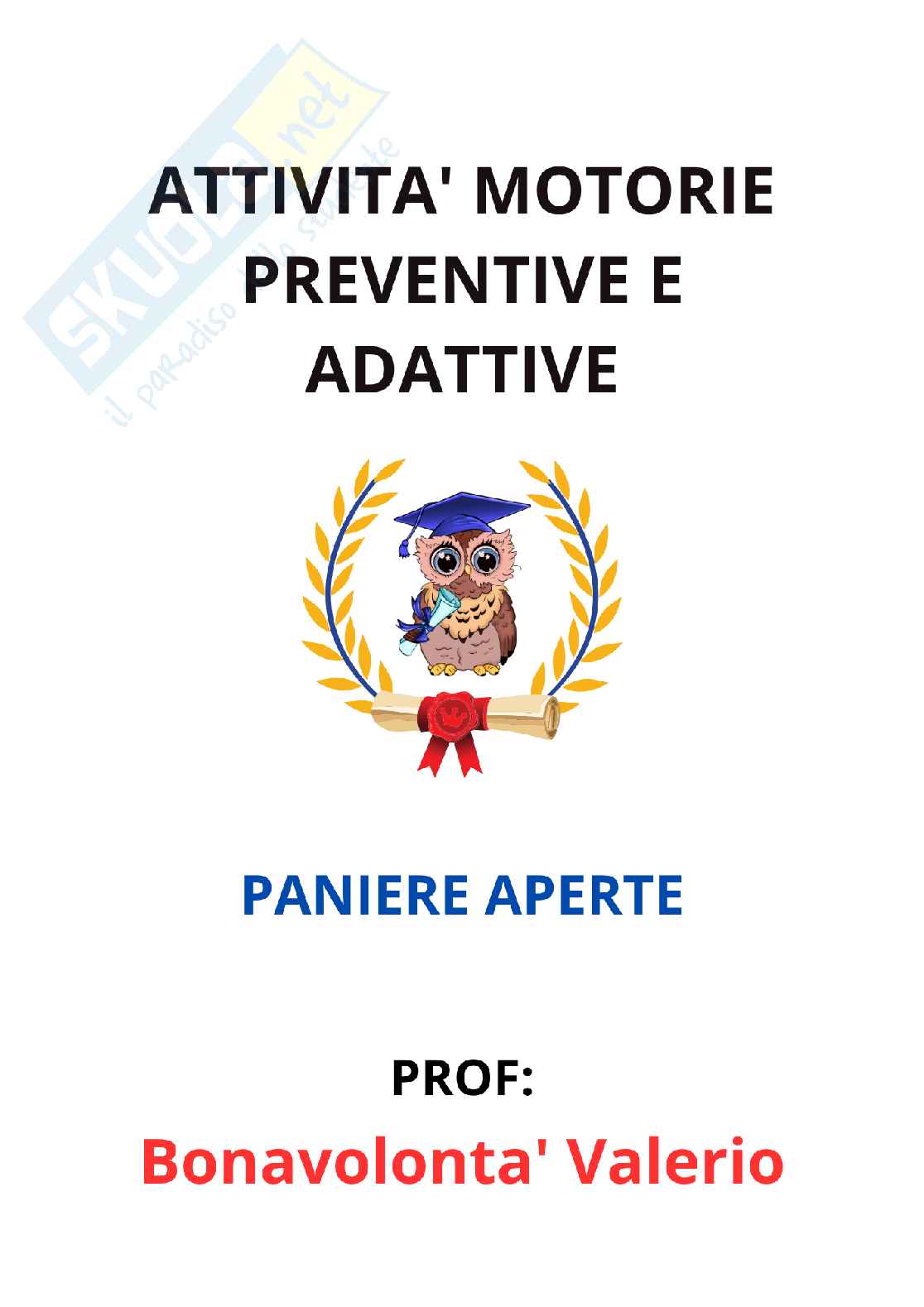 Paniere Attività motorie preventive e adattate - (2026) - Risposte aperte corrette  Pag. 1