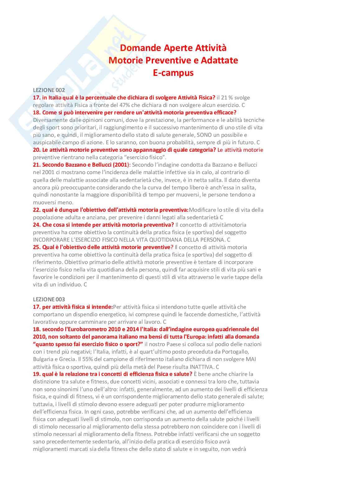 Paniere Attività motorie preventive e adattate - (2026) - Risposte aperte corrette  Pag. 2