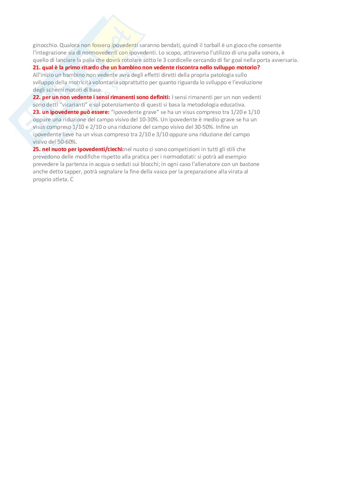Paniere Attività motorie preventive e adattate - (2026) - Risposte aperte corrette  Pag. 26