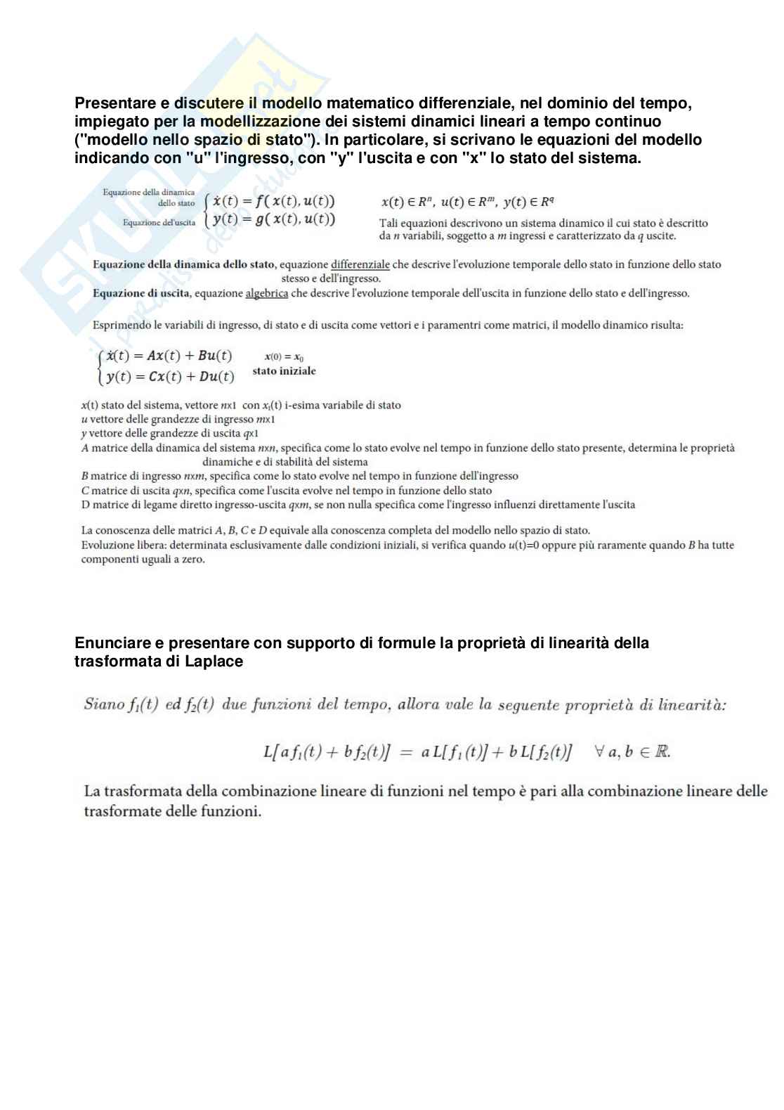 Paniere di Analisi e modellistica dei sistemi - risposte aperte svolte Pag. 6