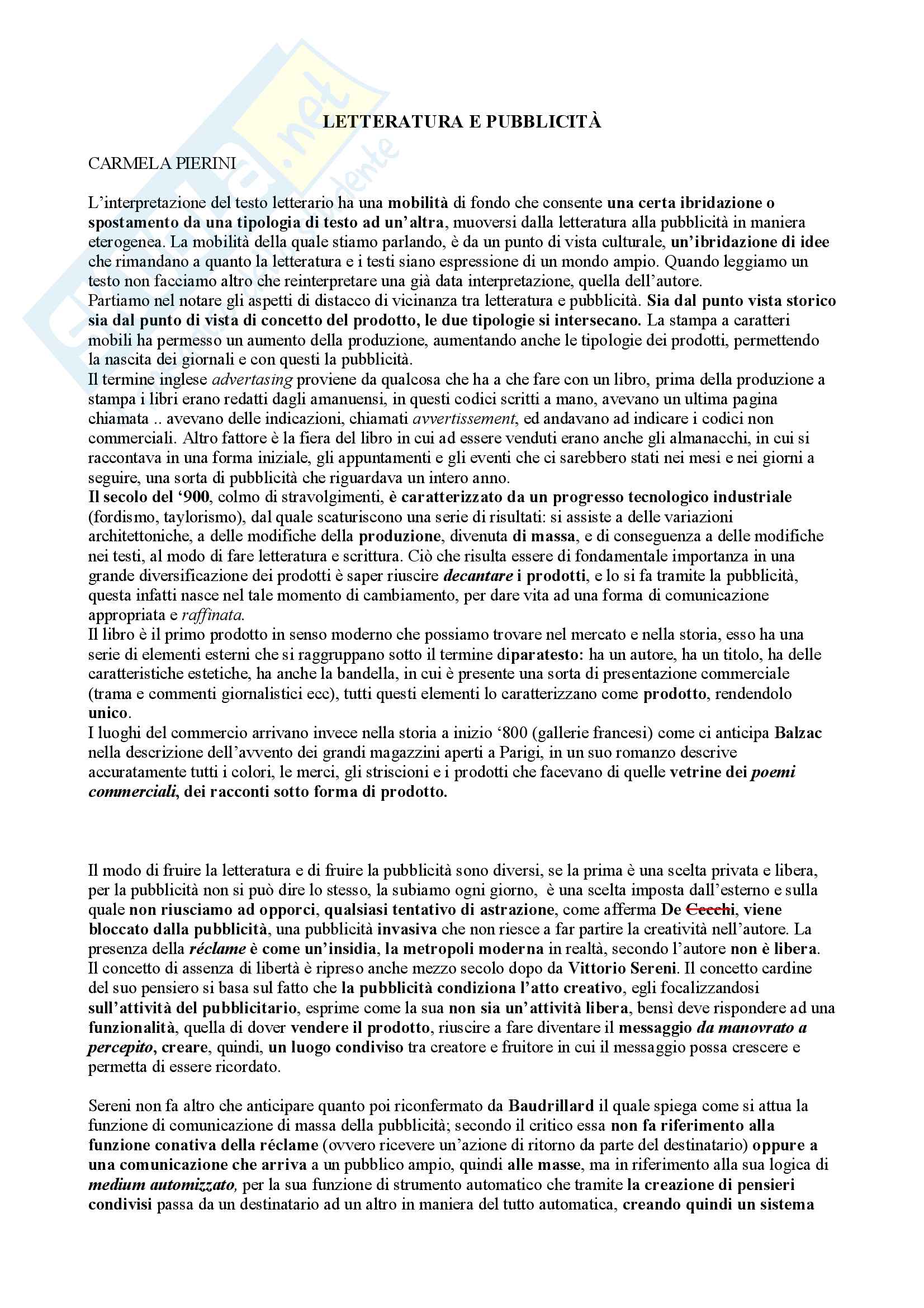 Italiano per la comunicazione (parte pubblicità docente Carmela Pierini) Pag. 1