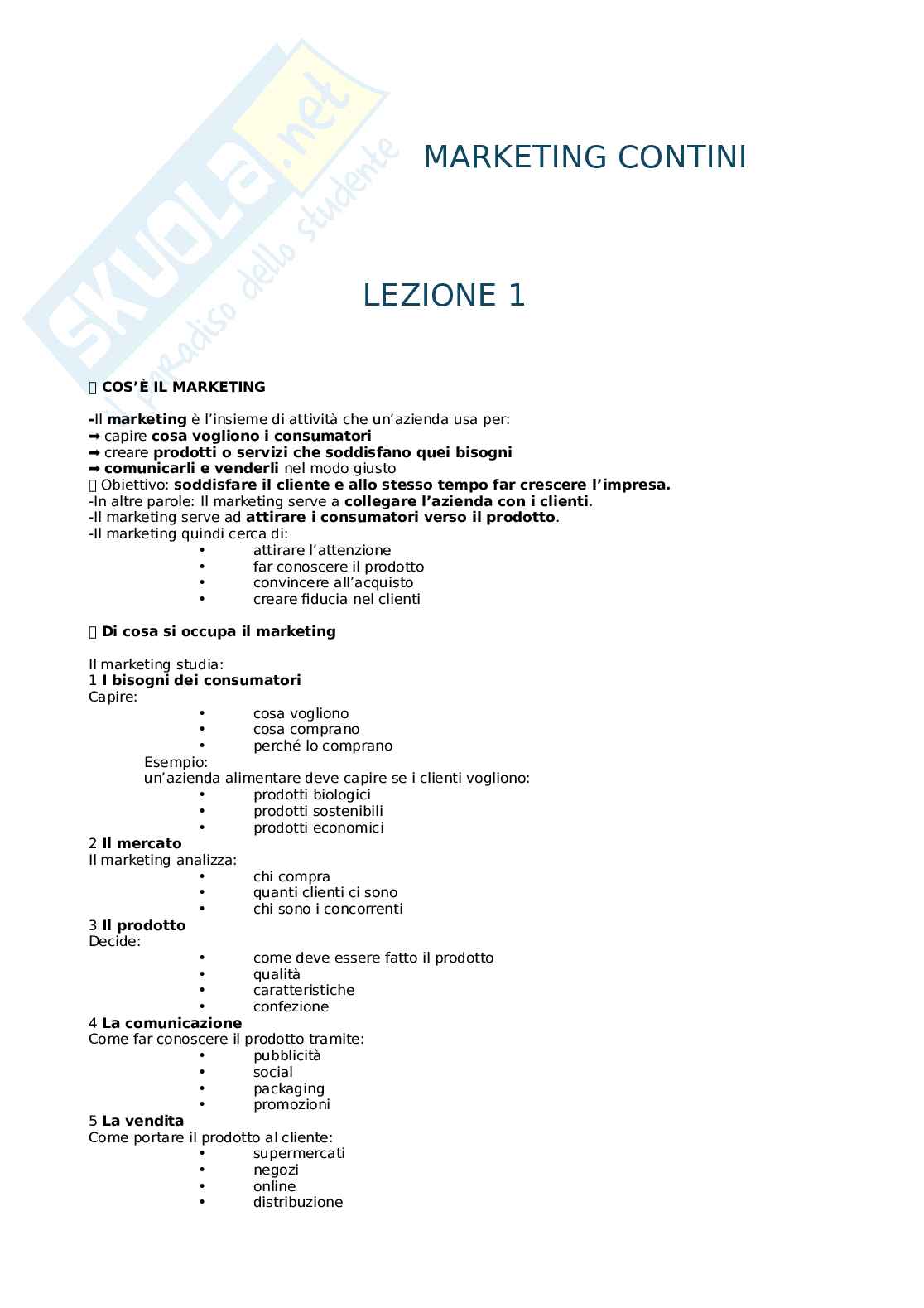 Appunti dettagliati esame di Marketing dei prodotti agroalimentari Pag. 1