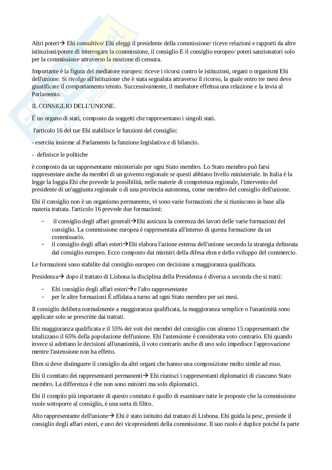 Riassunto esame Diritto dell'Unione Europea, Prof. Borgia Fiammetta, libro consigliato Diritto dell'unione europea- del mercato unico , Luigi daniele Pag. 2