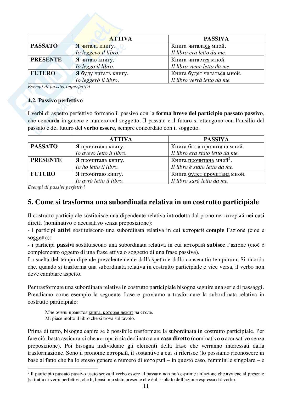 Participi: formazione, uso, trasformazione - Lingua e traduzione russa 3  Pag. 11