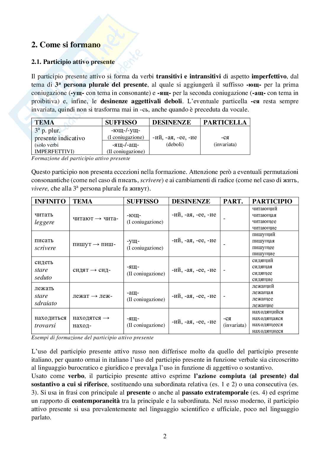 Participi: formazione, uso, trasformazione - Lingua e traduzione russa 3  Pag. 2