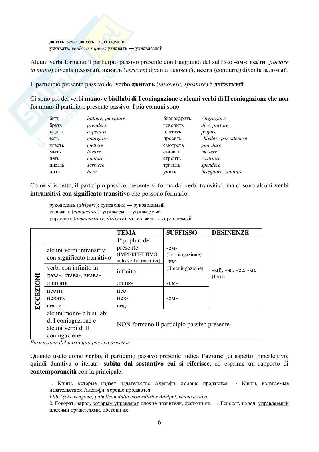 Participi: formazione, uso, trasformazione - Lingua e traduzione russa 3  Pag. 6