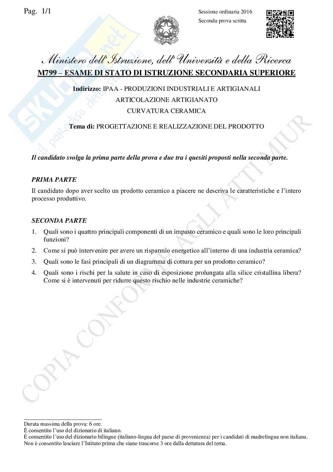 Maturità 2016 seconda prova Artigianato: tracce ministeriali per ogni