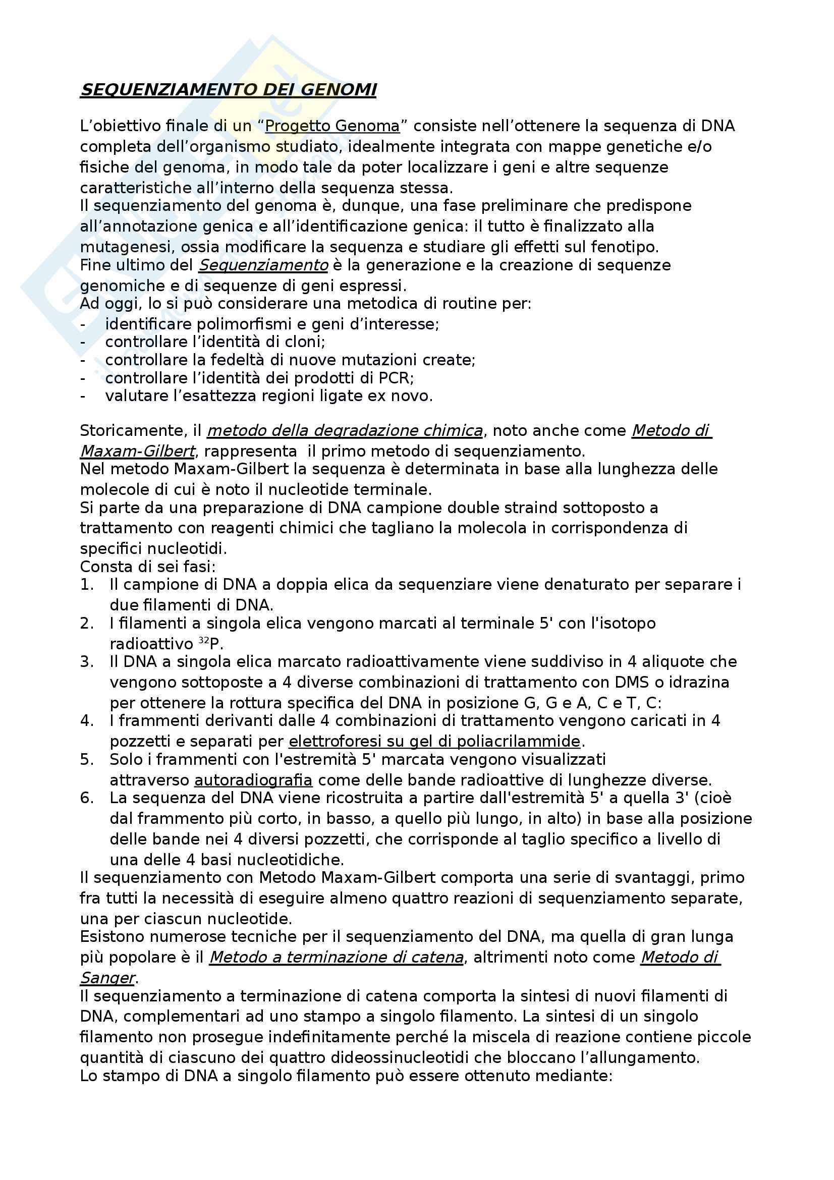 Sequenziamento del genoma Pag. 1