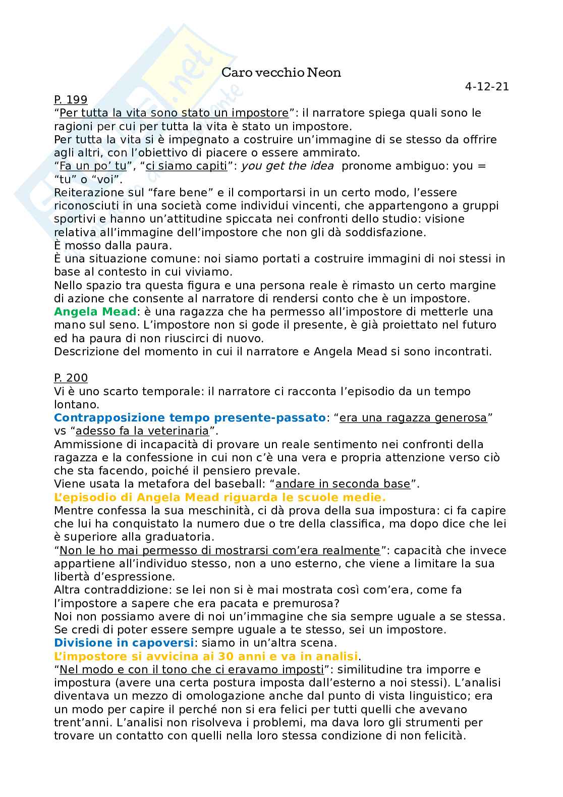 Riassunto esame Filosofia antica, Prof. Marrone Alessandro, libro consigliato Oblio , Wallace Pag. 1