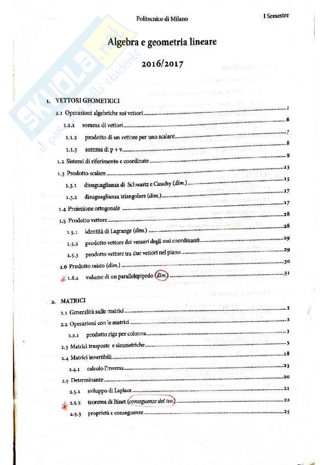 Algebra e geometria 1 Pag. 1