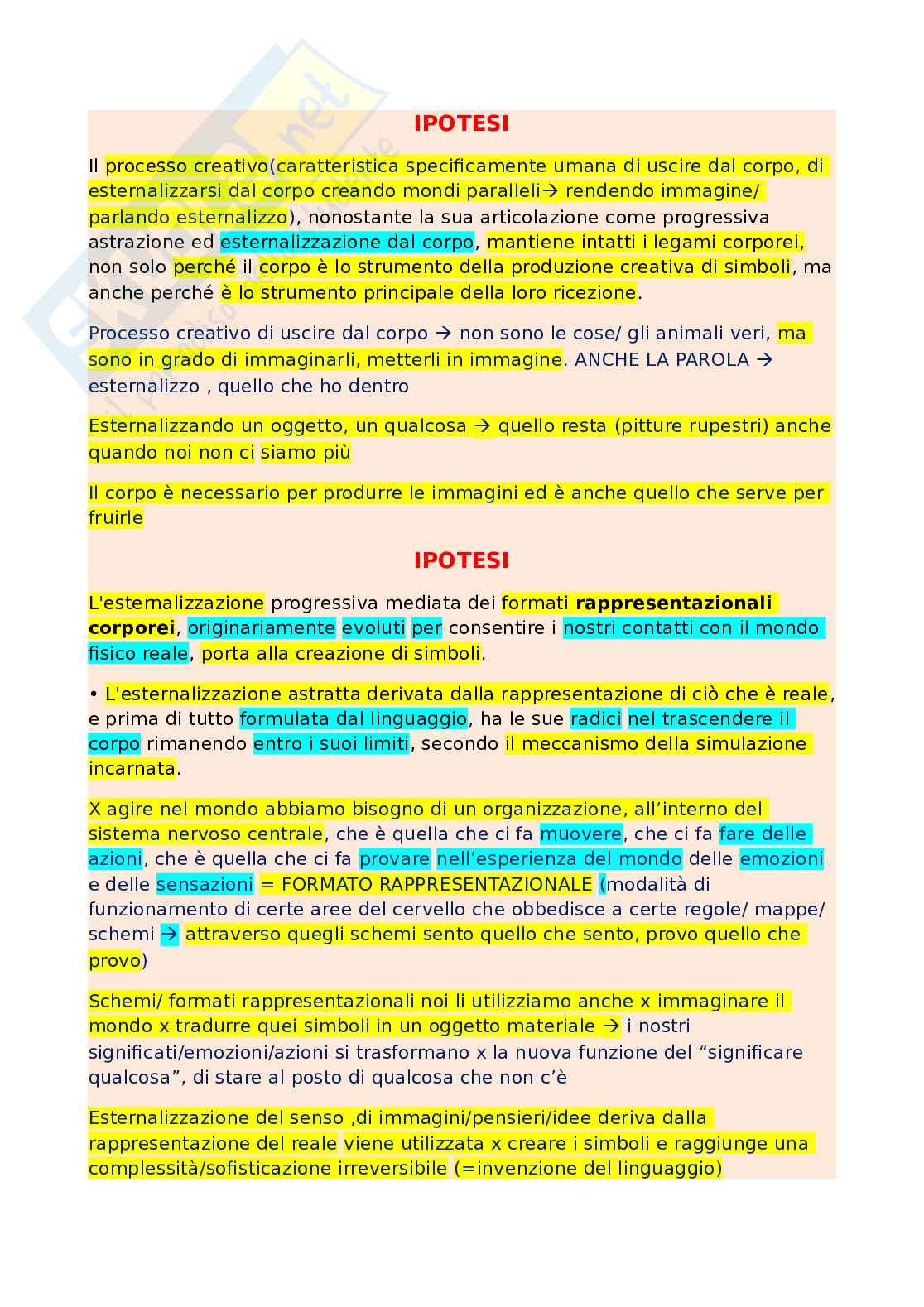 Riassunto esame Arti e neuroscienze cognitive, Prof. Gallese Vittorio, libro consigliato Lo shermo empatico, Guerra, Gallese Pag. 2