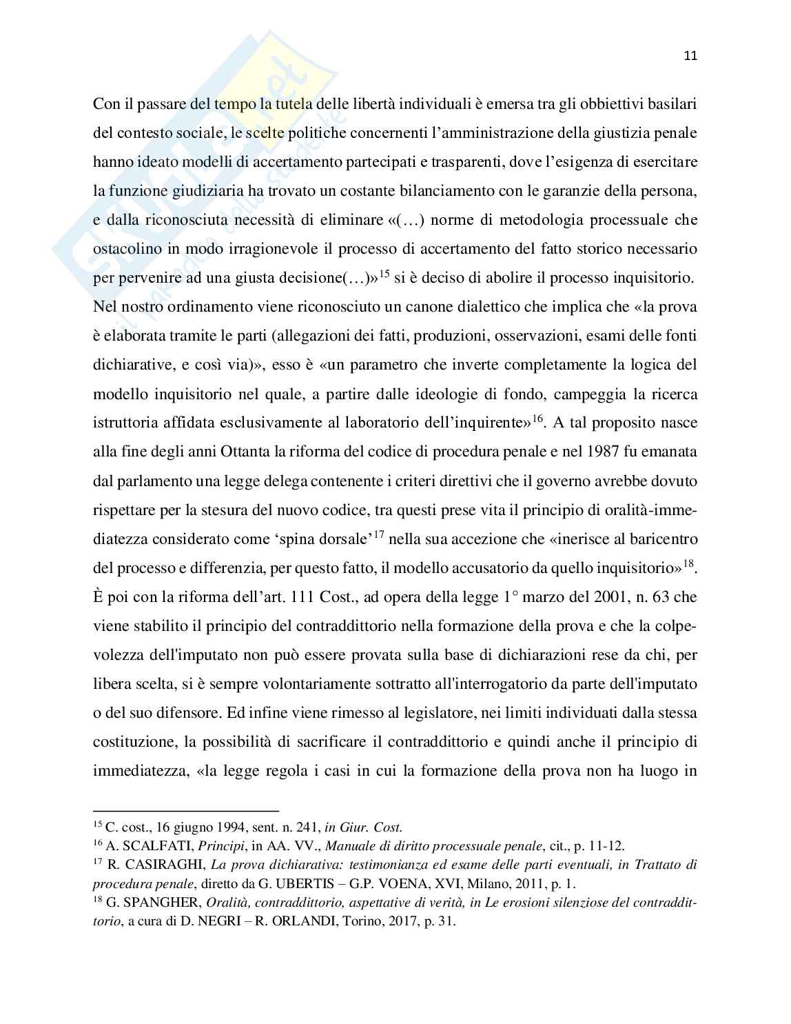 L'immediatezza ed il principio di immutabilità fisica del giudice Pag. 11