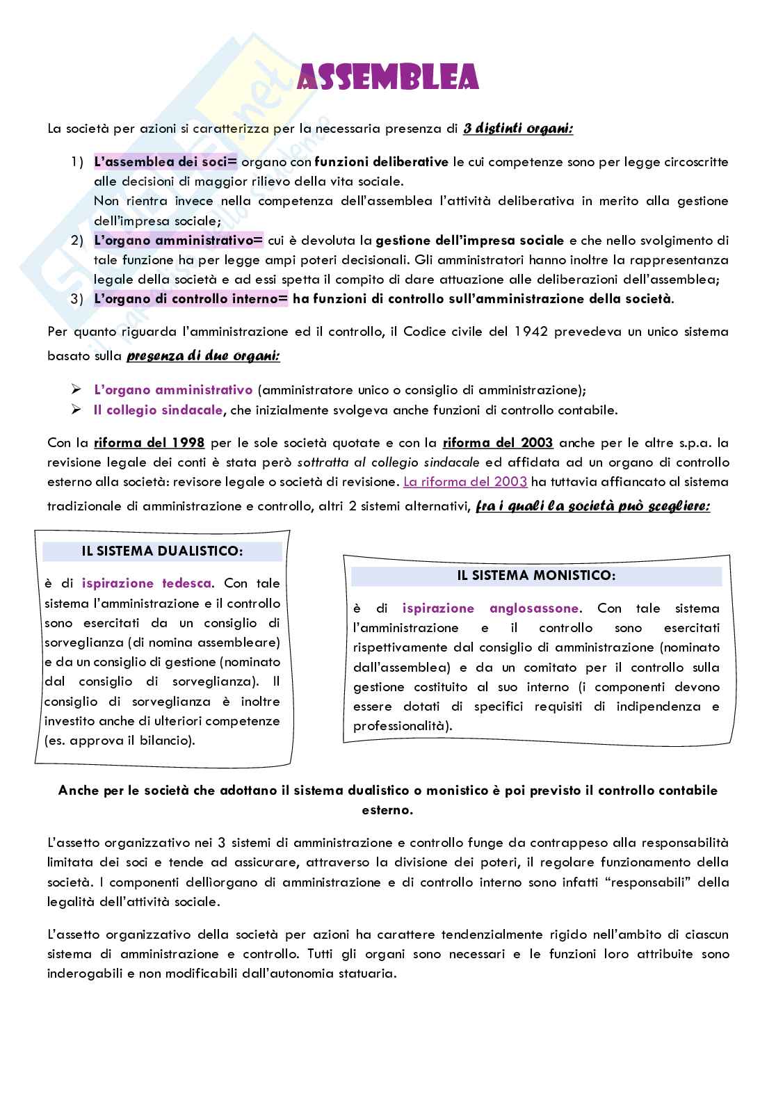 Riassunto esame Diritto commerciale, Prof. Palmieri Gianmaria, libro consigliato Diritto delle società X edizione, G.F. Campobasso Pag. 1