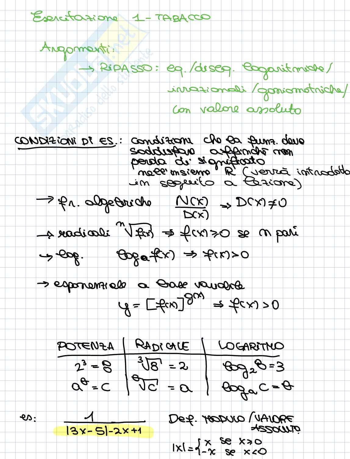 Prima esercitazione di Analisi matematica I, 2026/27 Pag. 1
