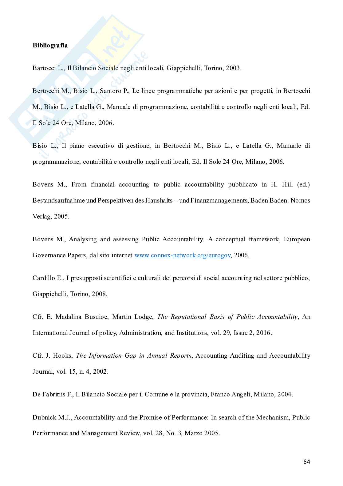Accountability: teoria e prassi. L'uso del bilancio sociale come strumento di rendicontazione negli enti locali. Il caso del comune di Palermo Pag. 66