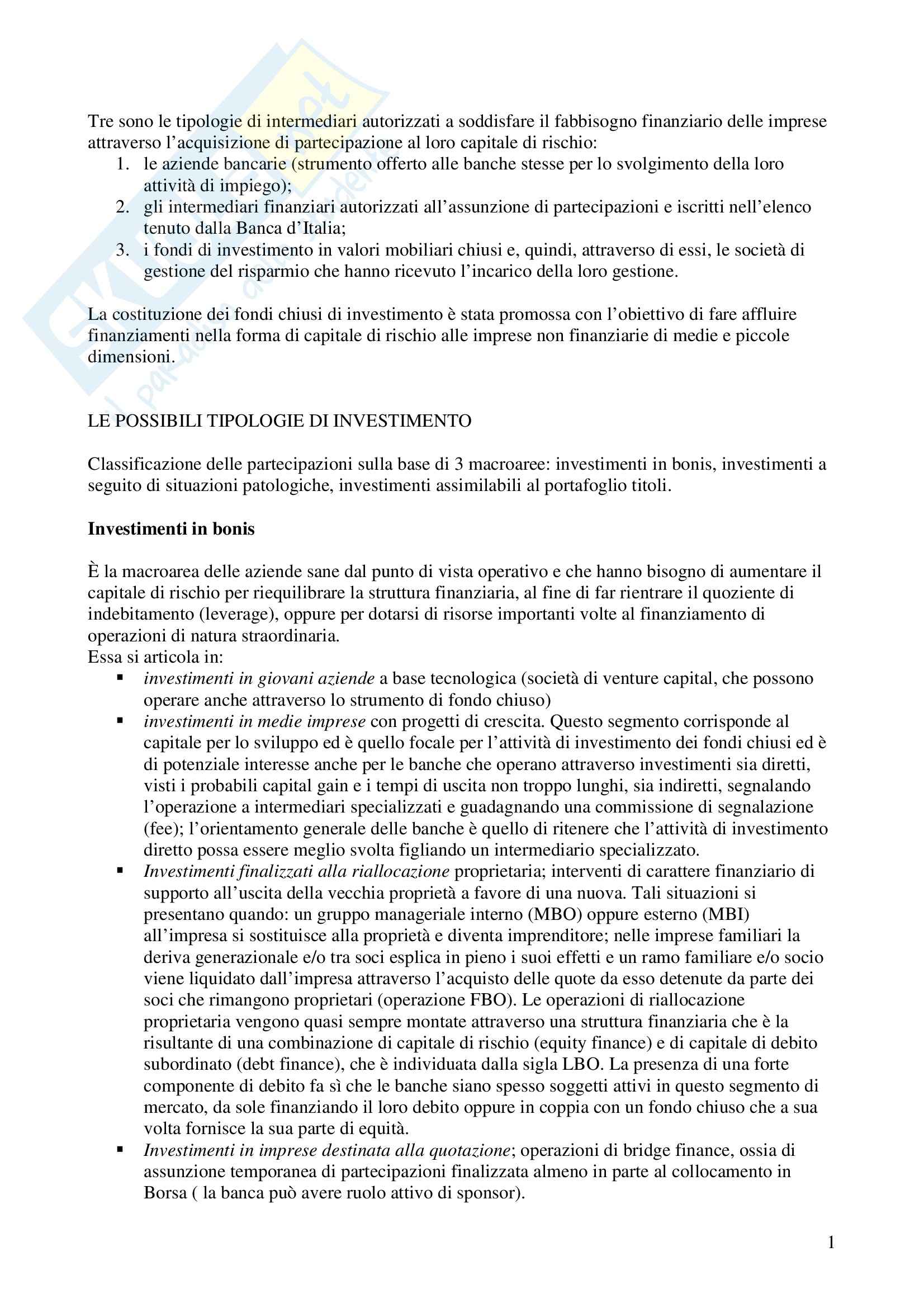 Finanziamenti in valori mobiliari - tipologie Pag. 1