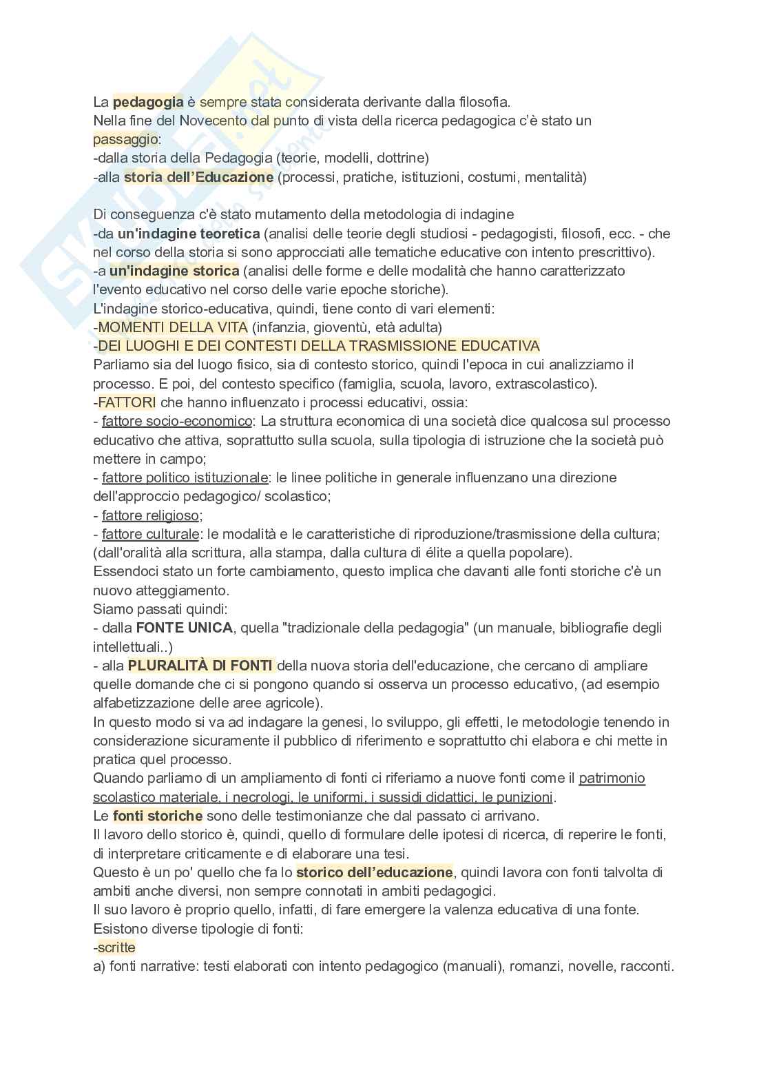 Storia dell’educazione Pag. 1