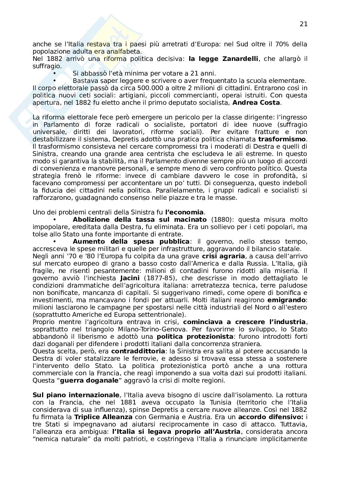 Riassunto esame Storia contemporanea, Prof. Bonatesta Antonio, libro consigliato Il mondo contemporaneo , Sabbatucci, Vidotto Pag. 21