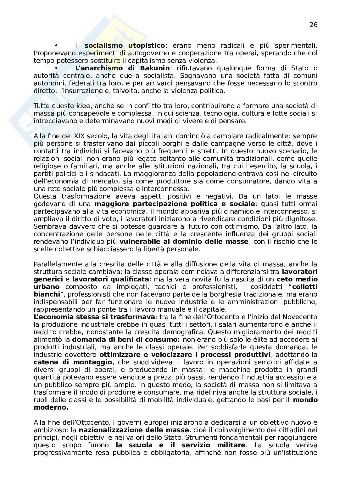 Riassunto esame Storia contemporanea, Prof. Bonatesta Antonio, libro consigliato Il mondo contemporaneo , Sabbatucci, Vidotto Pag. 26
