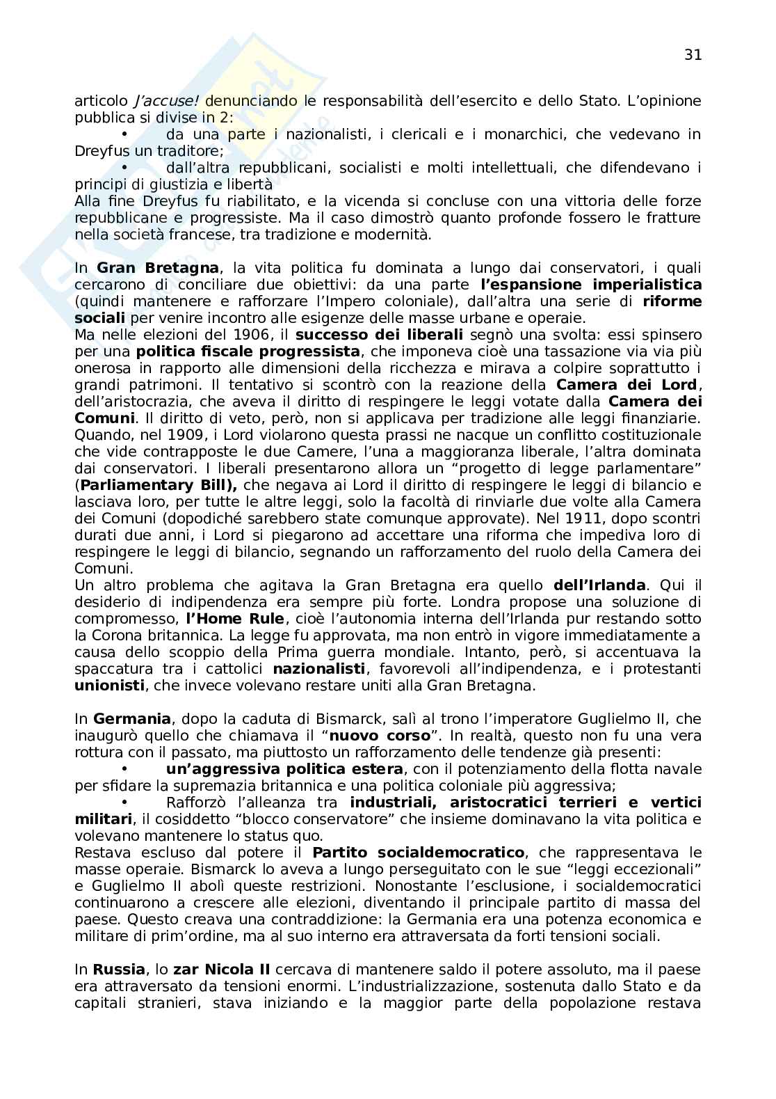 Riassunto esame Storia contemporanea, Prof. Bonatesta Antonio, libro consigliato Il mondo contemporaneo , Sabbatucci, Vidotto Pag. 31