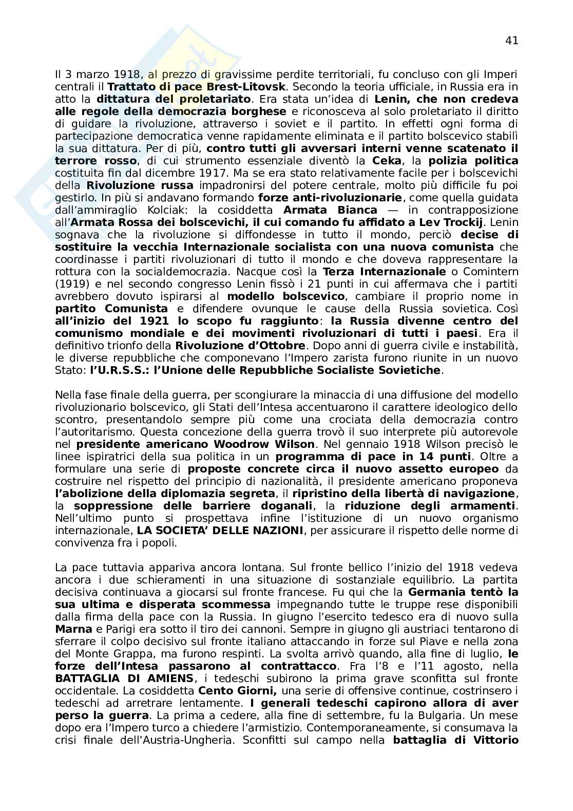 Riassunto esame Storia contemporanea, Prof. Bonatesta Antonio, libro consigliato Il mondo contemporaneo , Sabbatucci, Vidotto Pag. 41