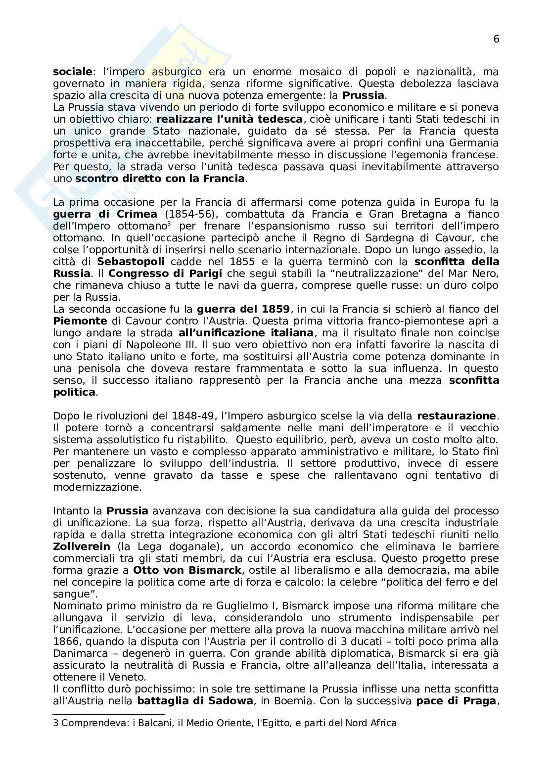 Riassunto esame Storia contemporanea, Prof. Bonatesta Antonio, libro consigliato Il mondo contemporaneo , Sabbatucci, Vidotto Pag. 6
