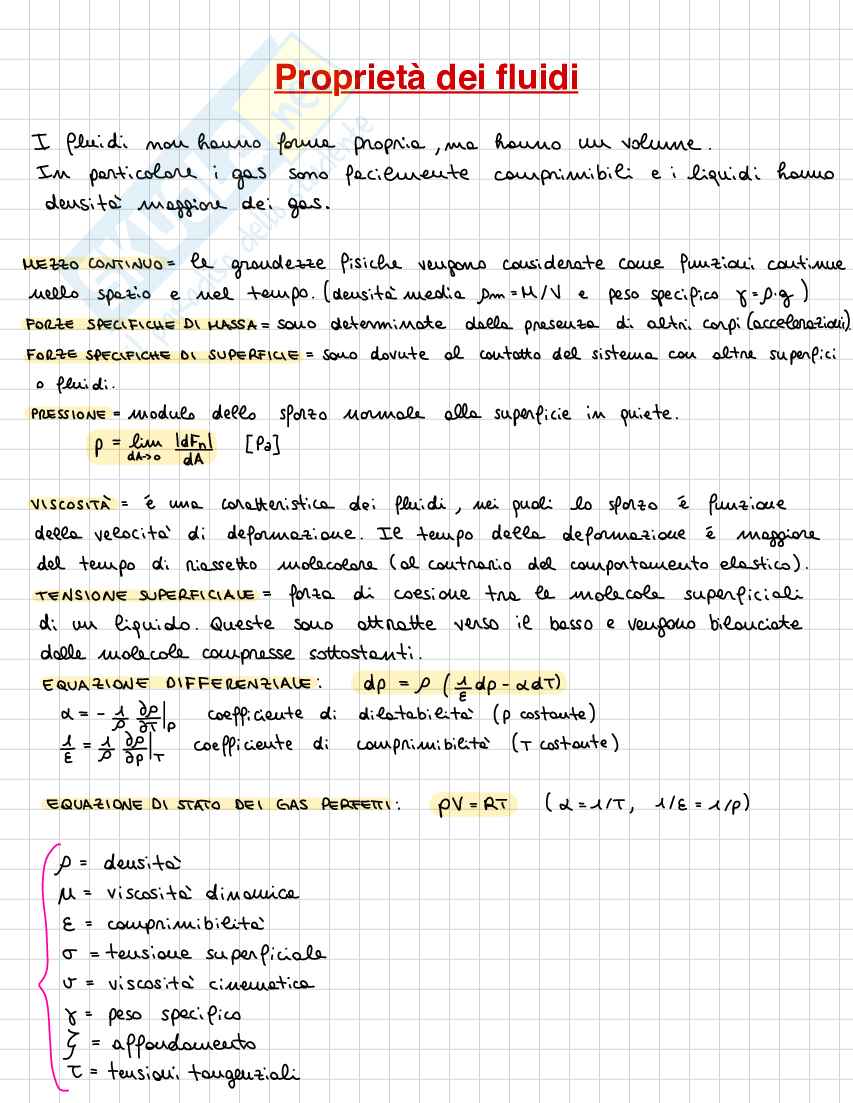 Appunti sulla teoria del corso di Idraulica Pag. 2