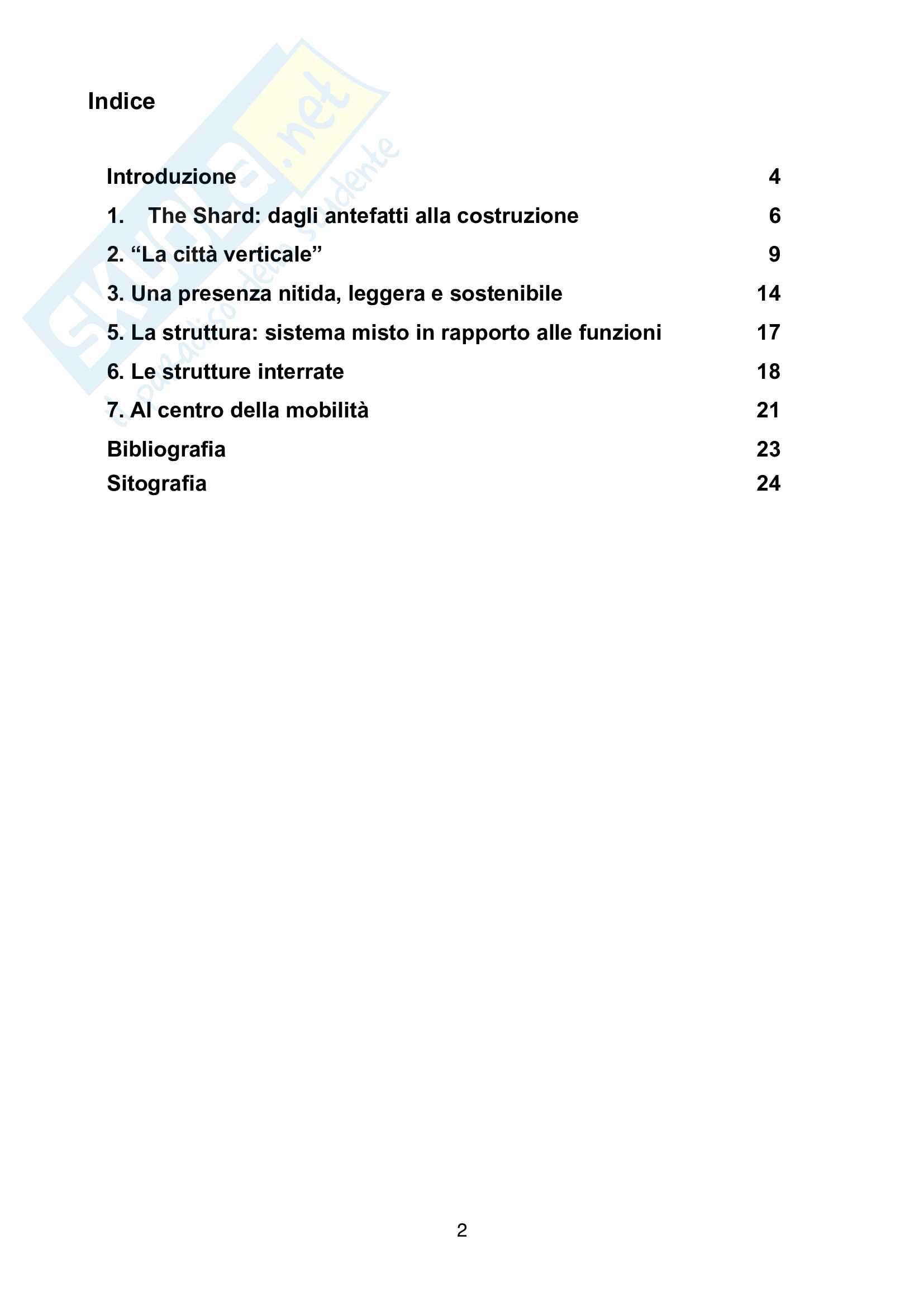 Relazione esame storia dell'architettura contemporanea, prof. Groblewski, Architettura. La scheggia di Vetro, Piano Pag. 2