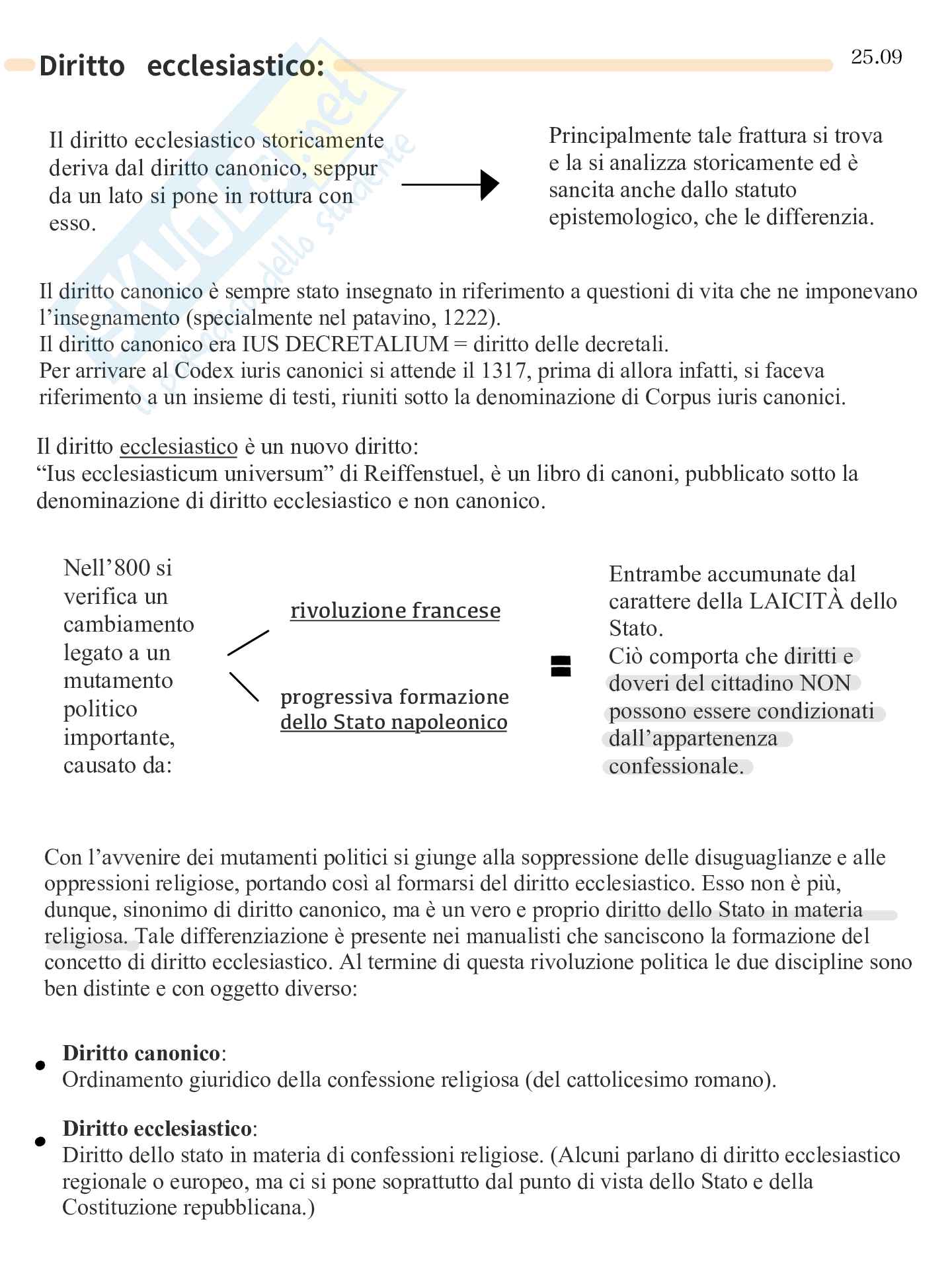 Appunti lezioni Diritto canonico  Pag. 1