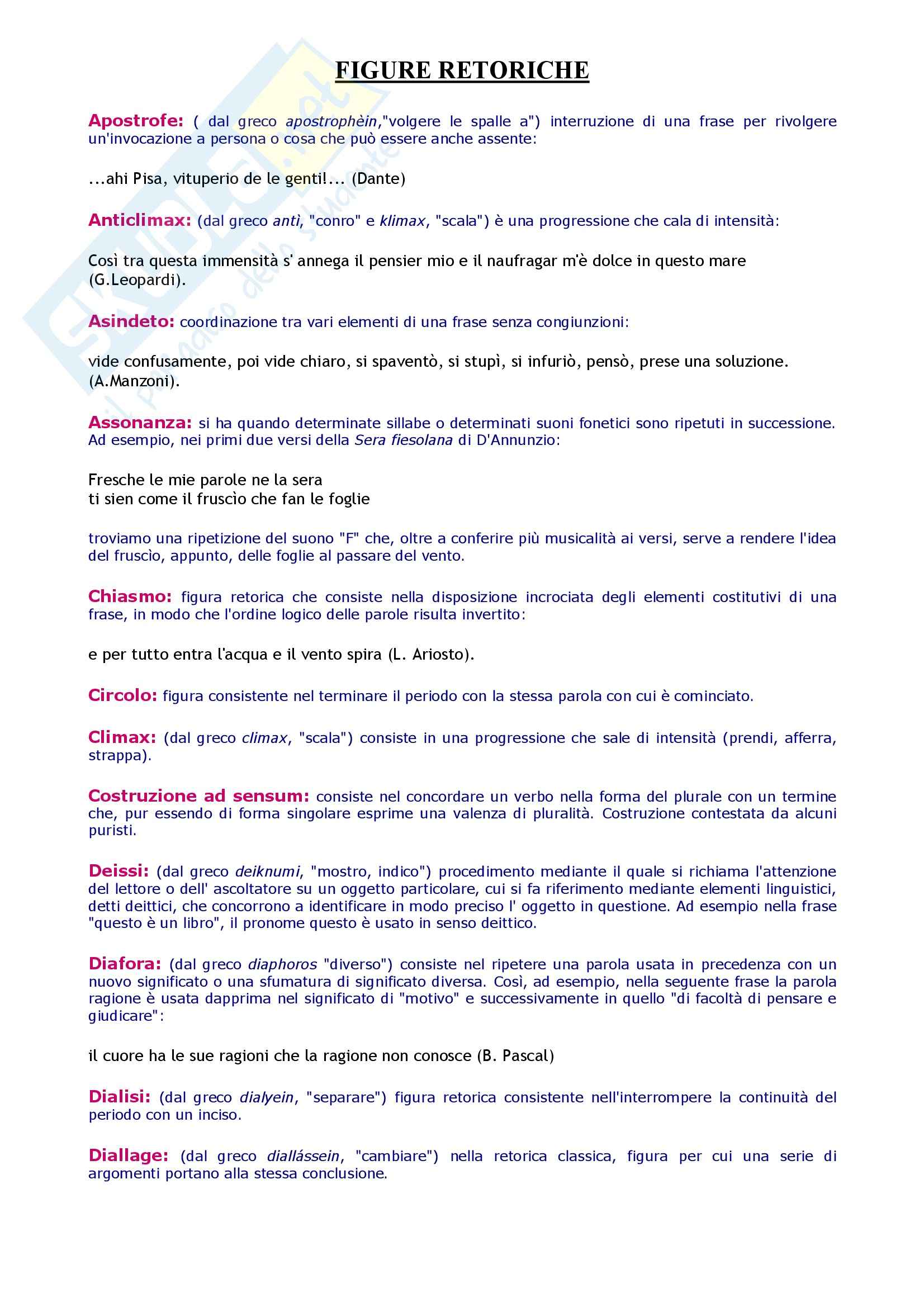 Tecniche espressive e composizione testi in italiano - dizionario figure retoriche Pag. 2