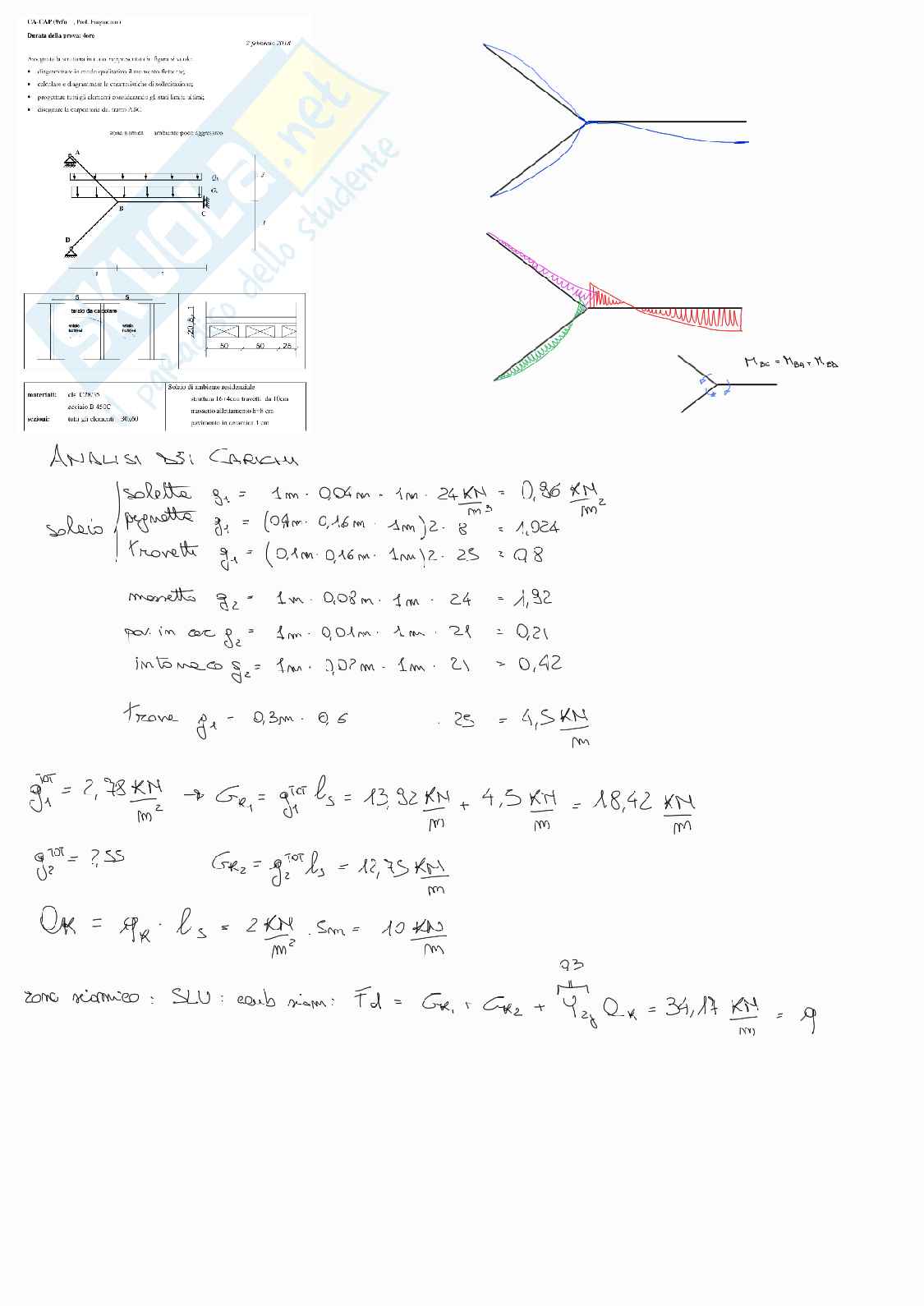 Esercizio di esame Laboratorio di costruzioni in c.a. Pag. 1