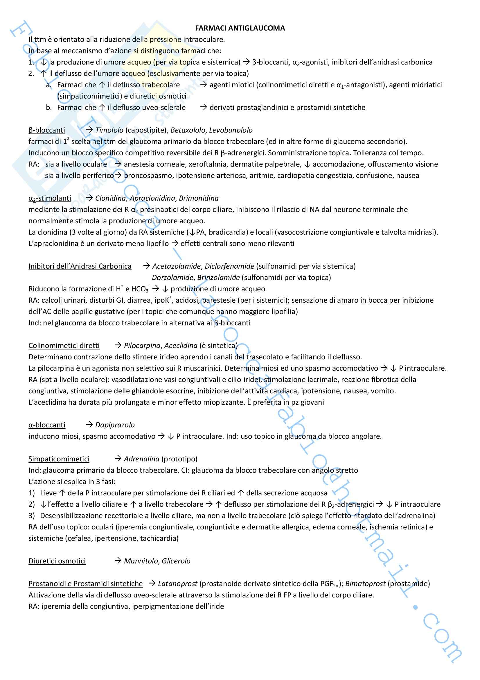 Riassunto esame Farmacologia, prof. Rossi, libro consigliato Farmacologia Pag. 96