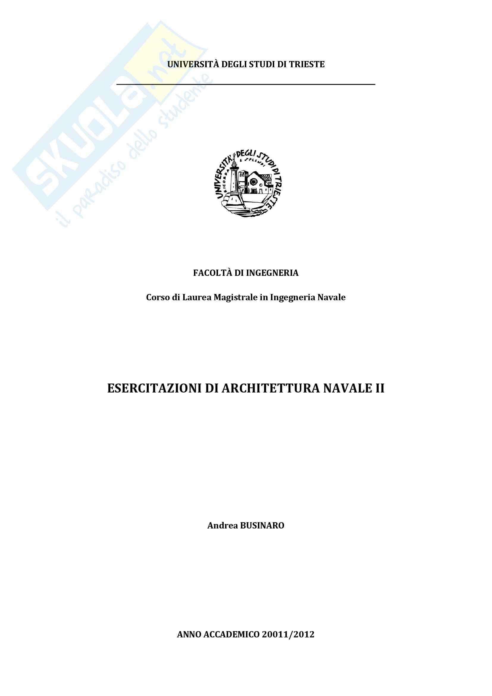 Architettura Navale II - esercitazioni Pag. 1