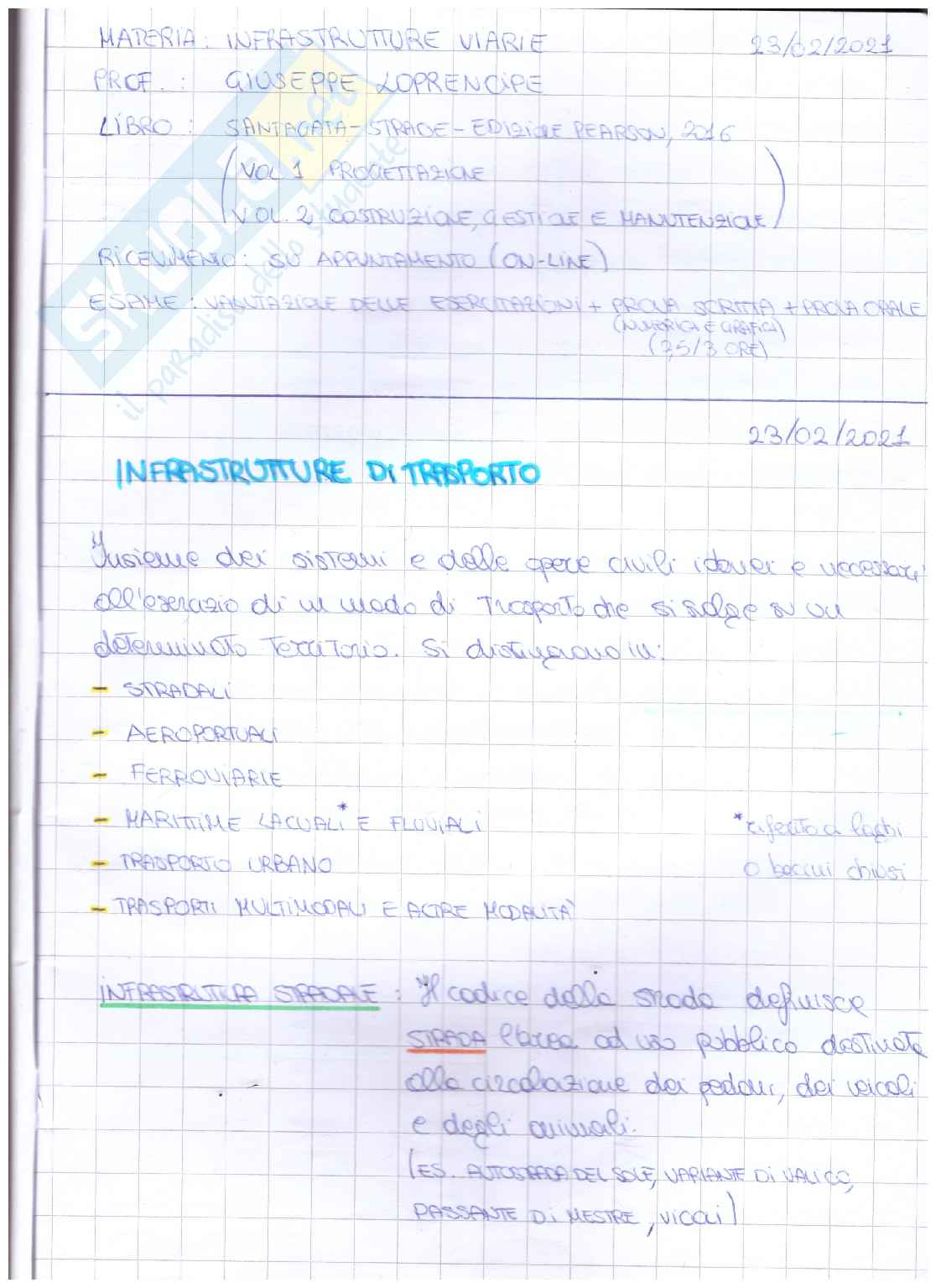 Appunti Infrastrutture Viarie Pag. 1