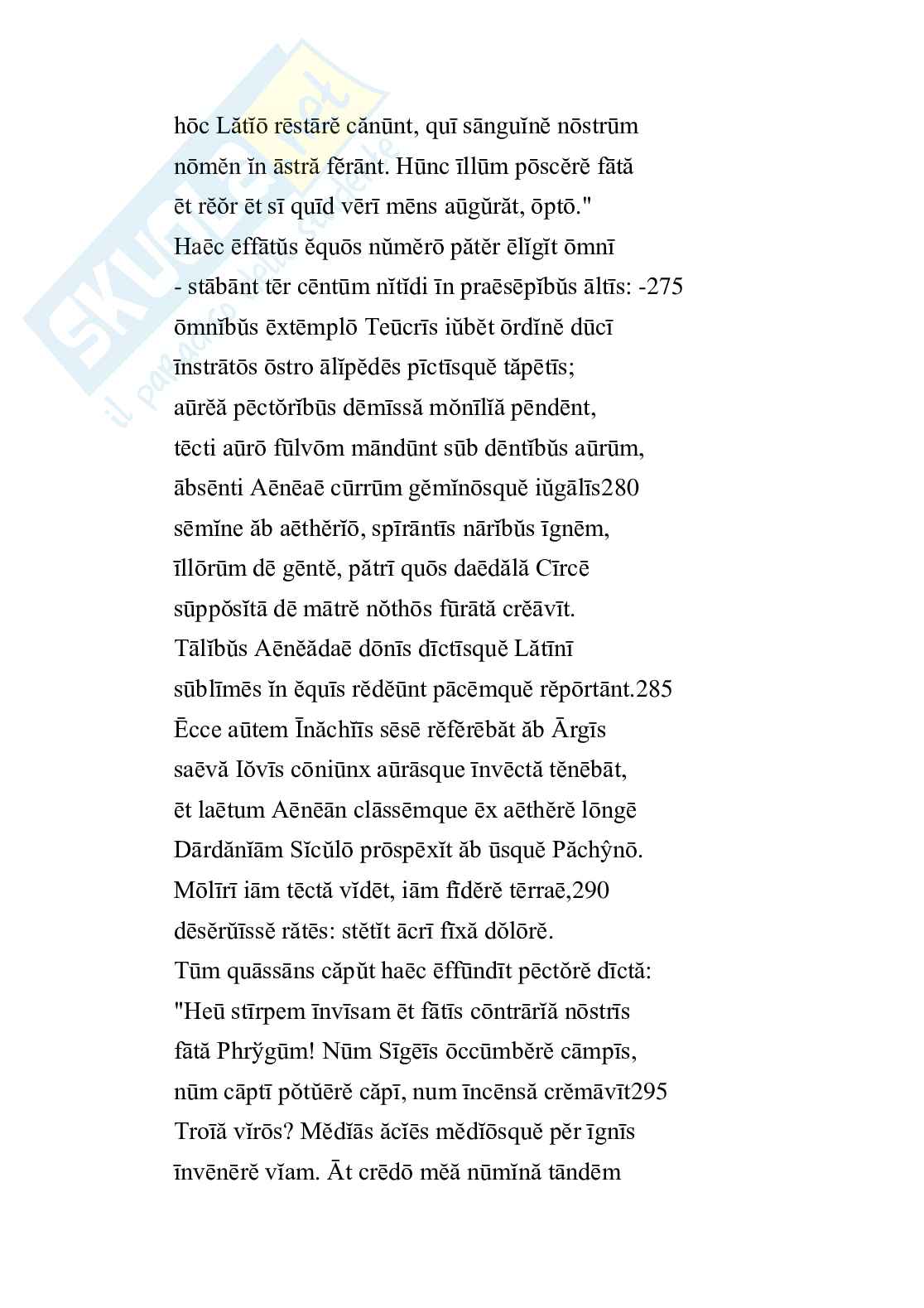Scansione metrica (sillabe lunghe e brevi) di Virgilio, Eneide, libro  VII Pag. 11