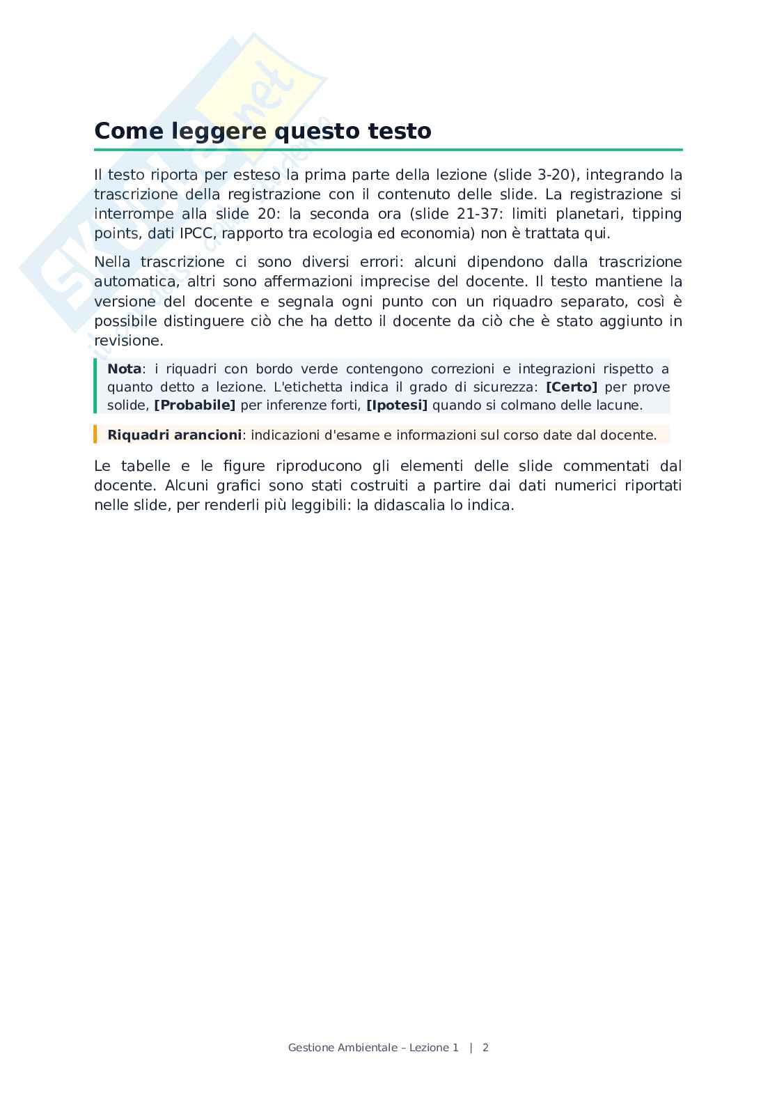Lezione 1 Gestione ambientale Pag. 2
