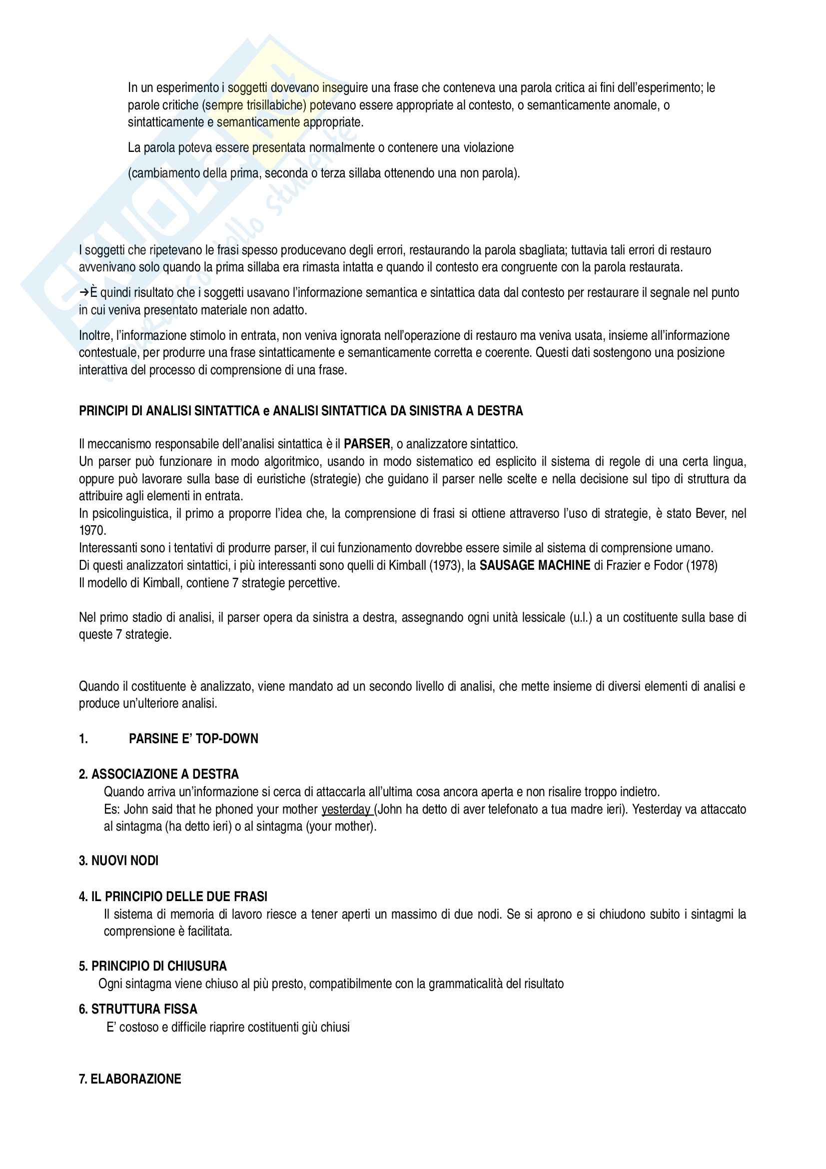 Riassunto esame Psicolinguistica, prof. Mulatti, libro consigliato La Psicolinguistica, Flores d'Arcais Pag. 6