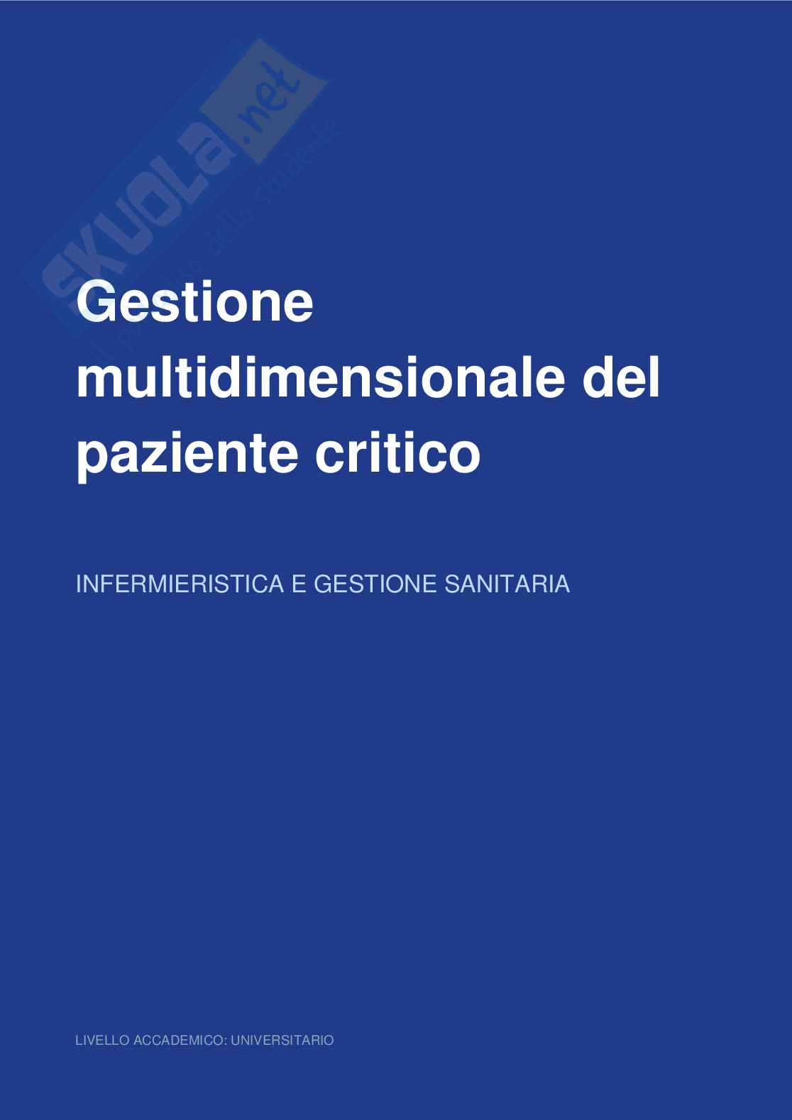 Gestione multidimensionale del paziente critico Pag. 1