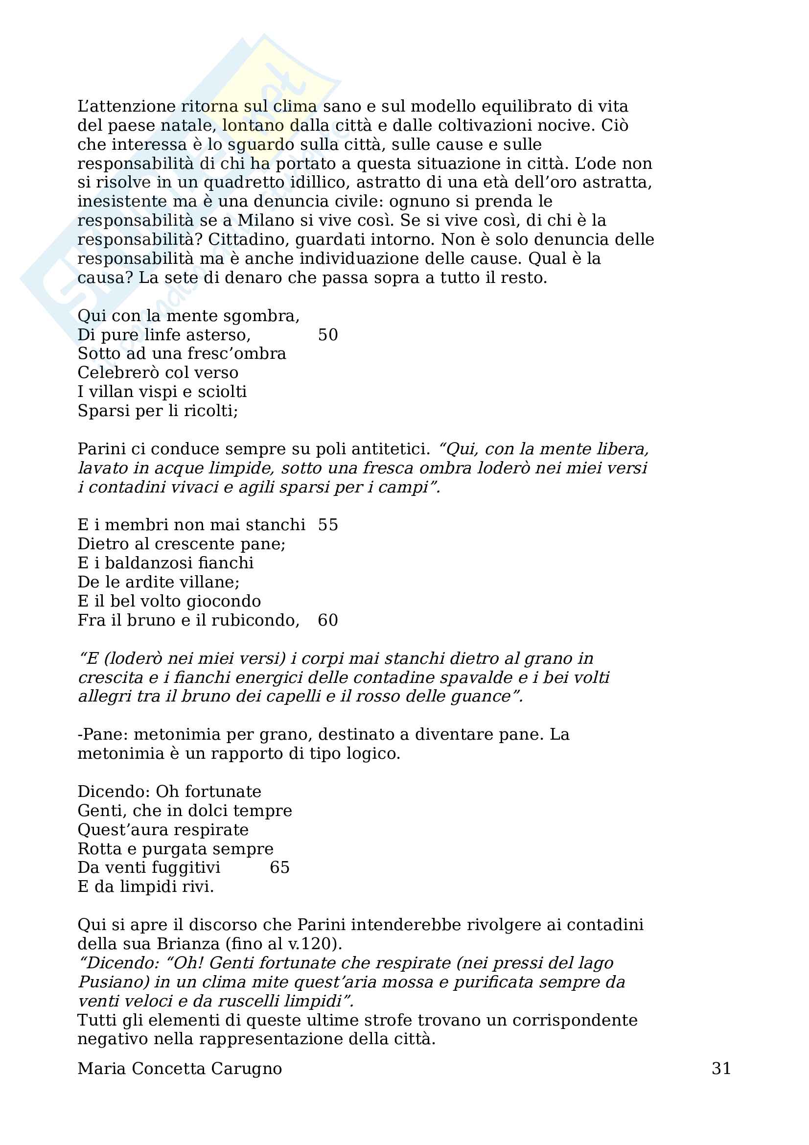 Seminario di Letteratura italiana II Il Settecento Pag. 31