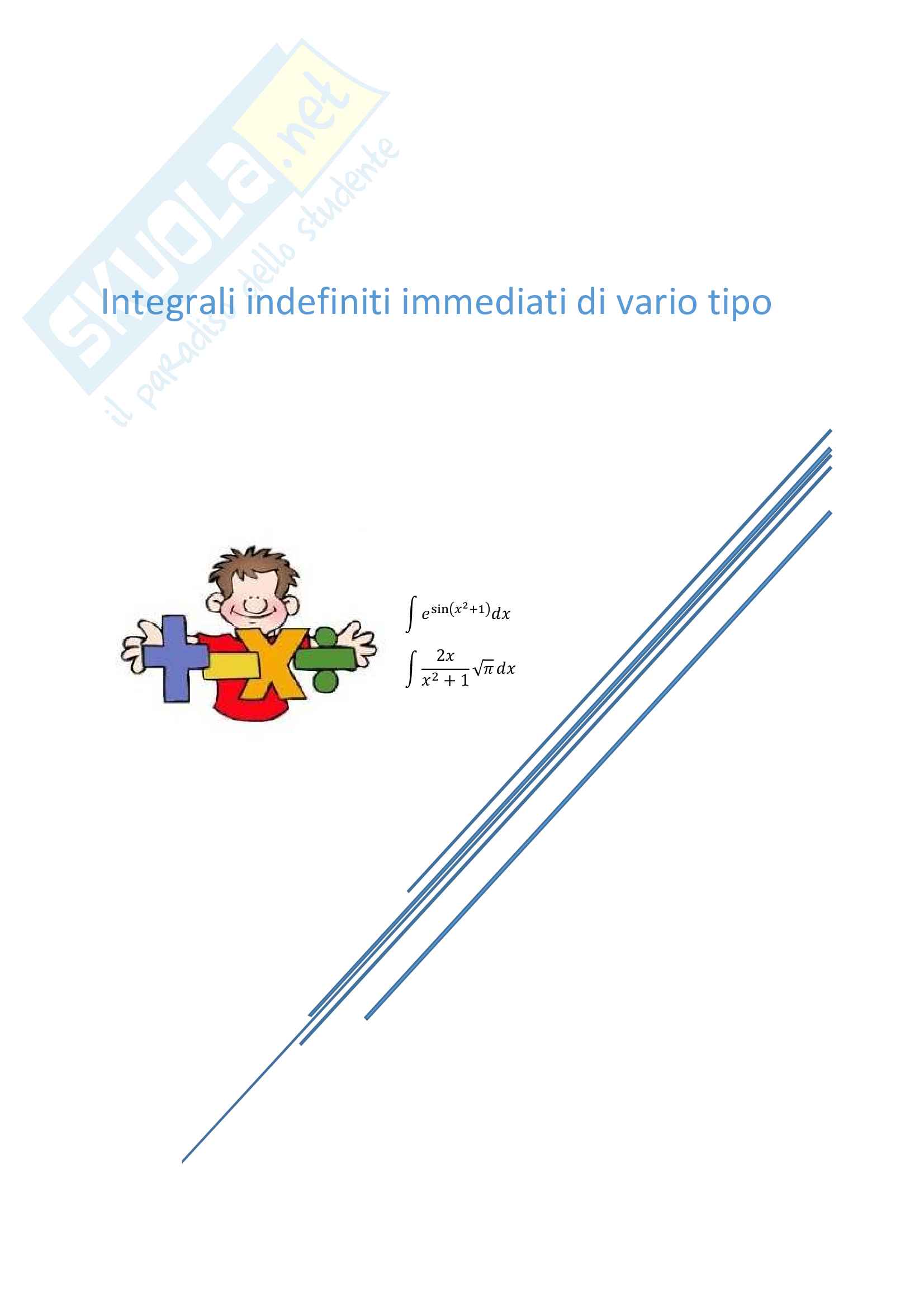 Esercitazione III: integrali indefiniti di vario tipo Pag. 1