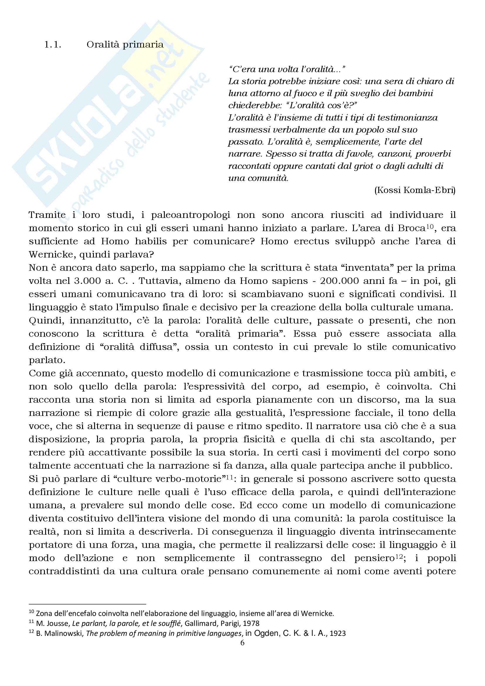 L'albero della parola. Dall'oralità all'oralità. Tesi di laurea triennale: comparazione tra le comunità orali e le comunità digitali Pag. 6
