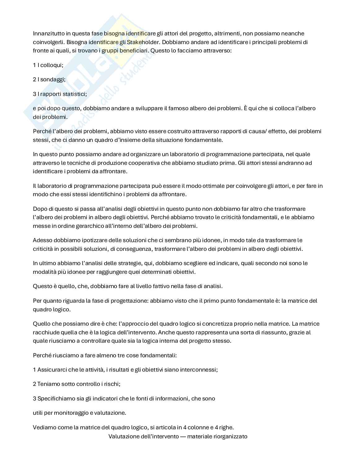 Progettazione e valutazione dell'intervento - Lezioni e domande  Pag. 61