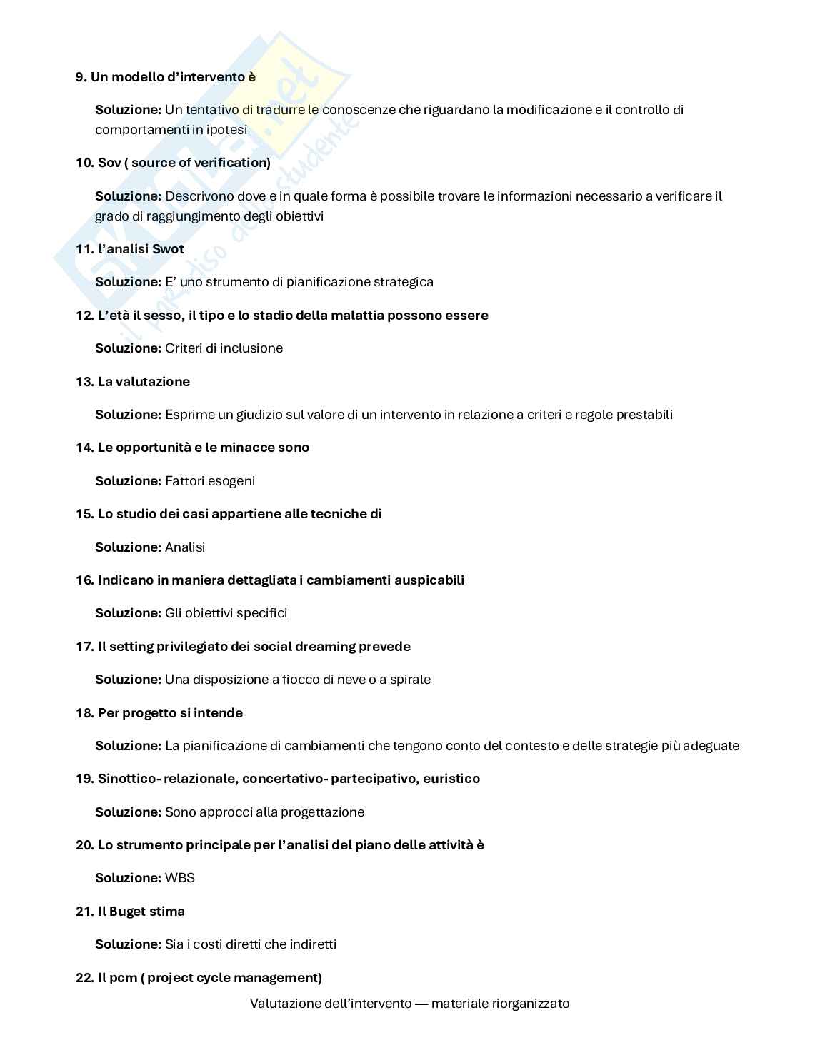 Progettazione e valutazione dell'intervento - Lezioni e domande  Pag. 86