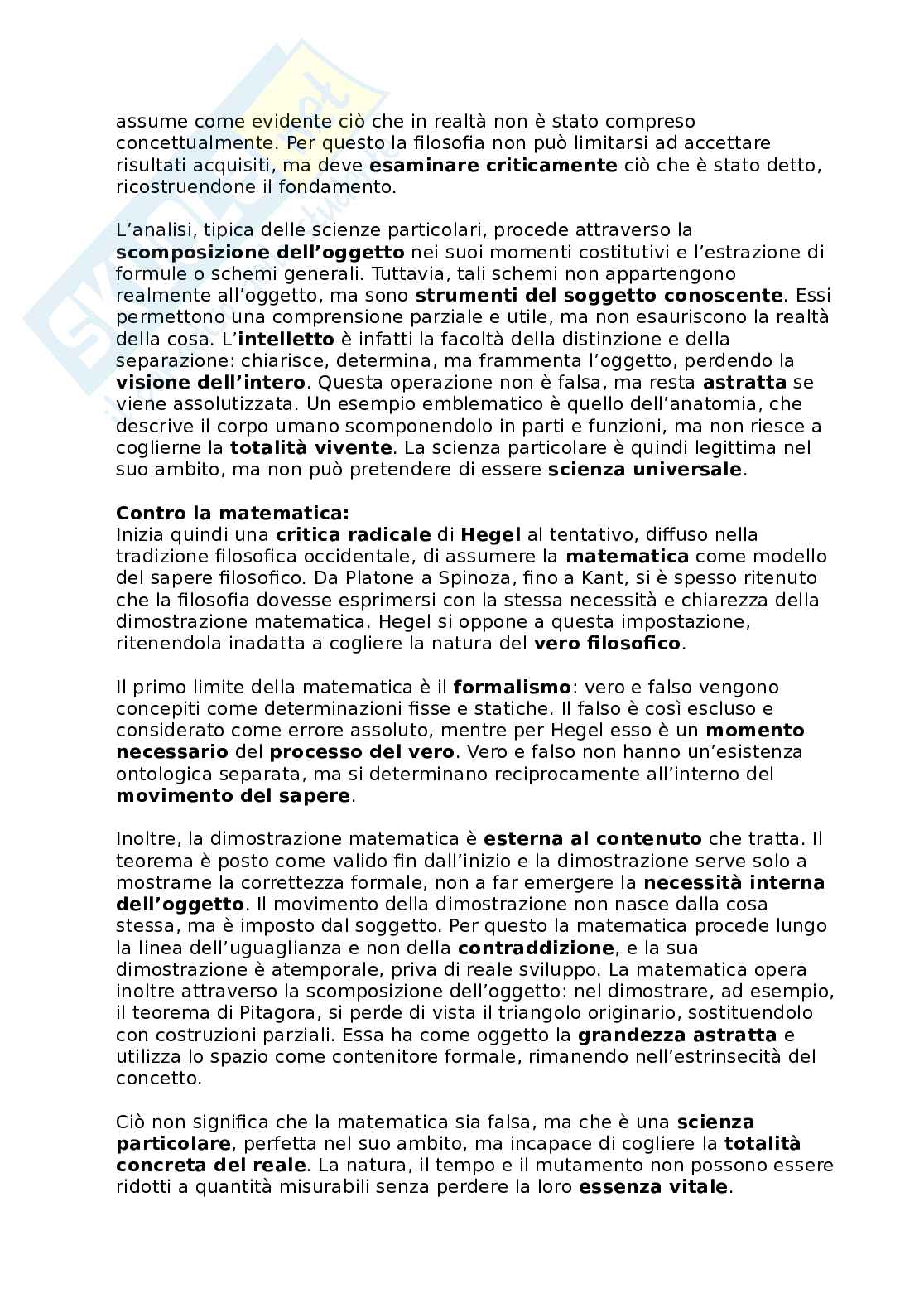 Riassunto esame Storia della filosofia, Prof. Fronterotta Francesco, libro consigliato Fenomenologia dello Spirito, Hegel Pag. 11