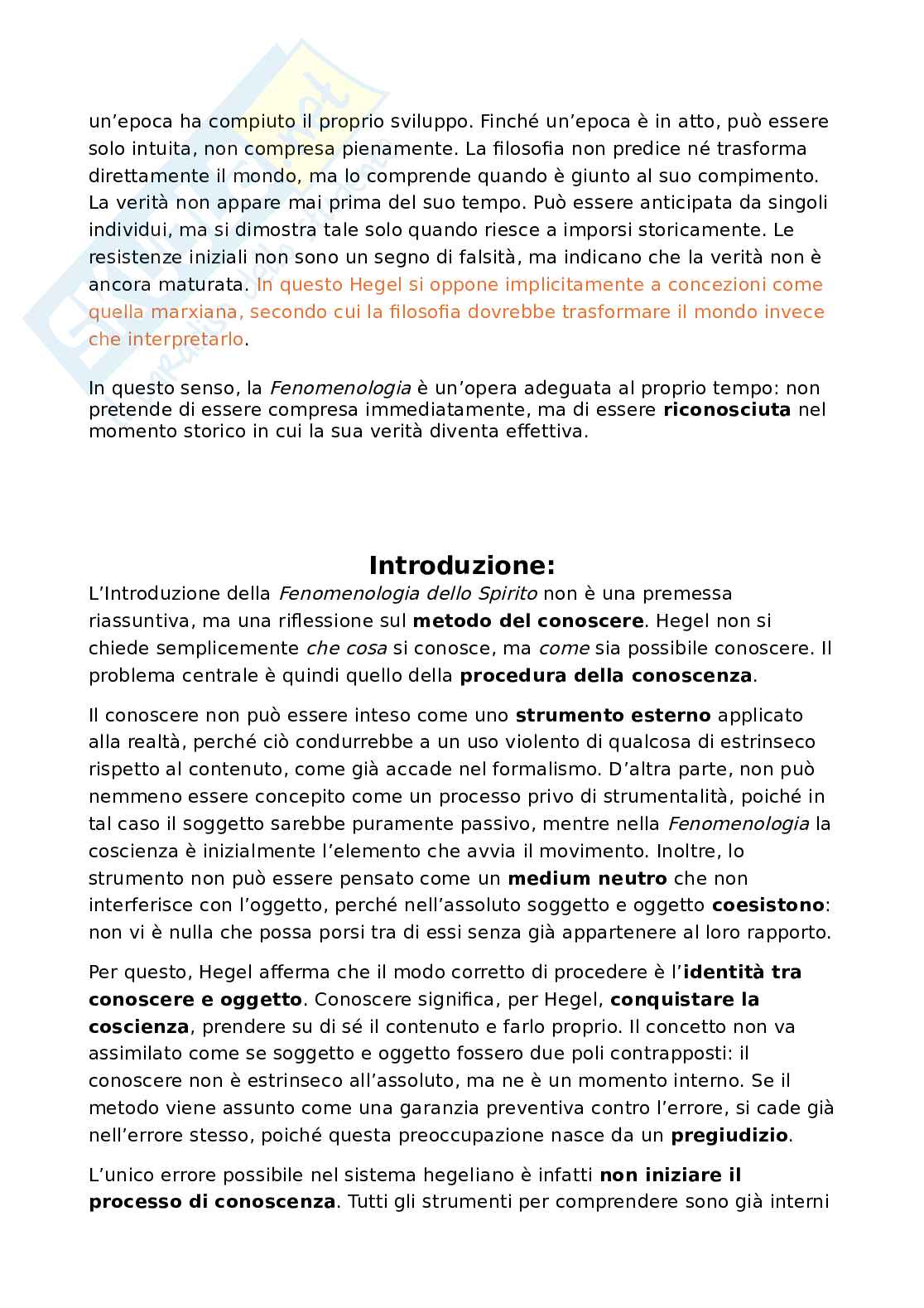 Riassunto esame Storia della filosofia, Prof. Fronterotta Francesco, libro consigliato Fenomenologia dello Spirito, Hegel Pag. 26